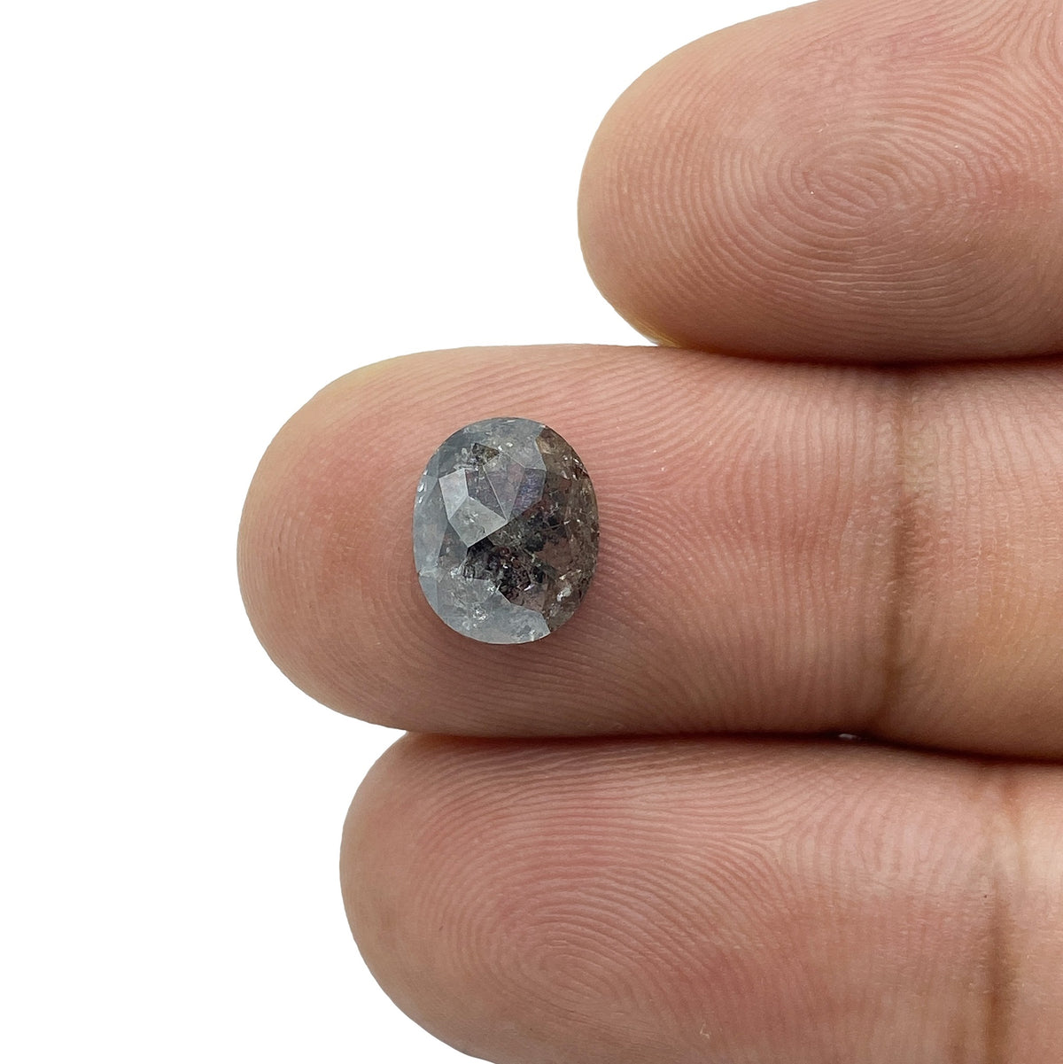 1.98ct | Salt & Pepper Oval Shape Rose Cut Diamond - Modern Rustic Diamond
