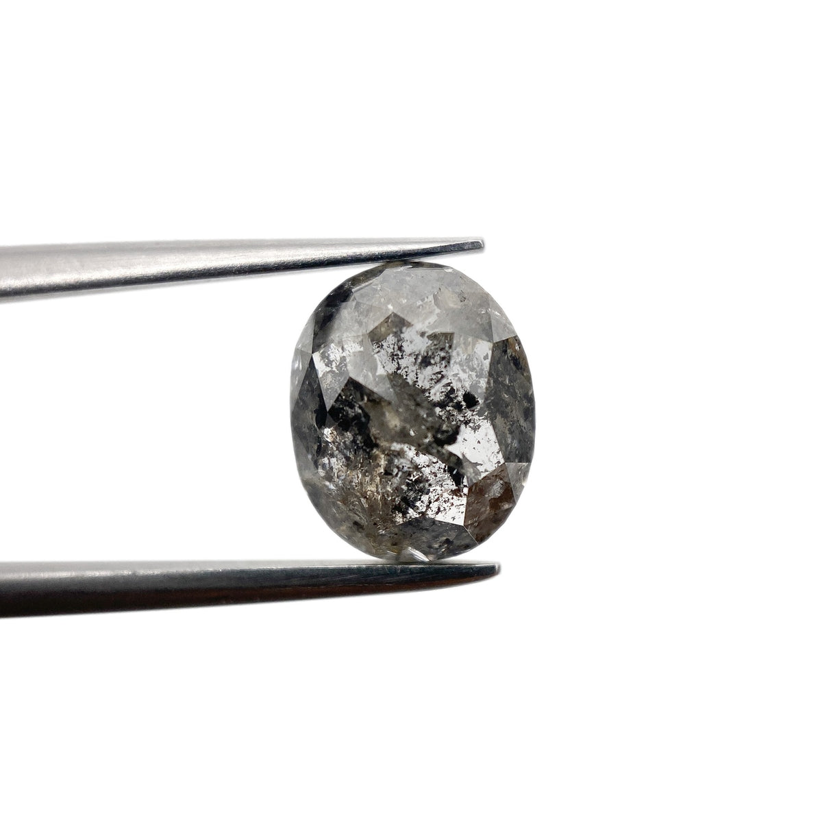 1.98ct | Salt & Pepper Oval Shape Rose Cut Diamond - Modern Rustic Diamond