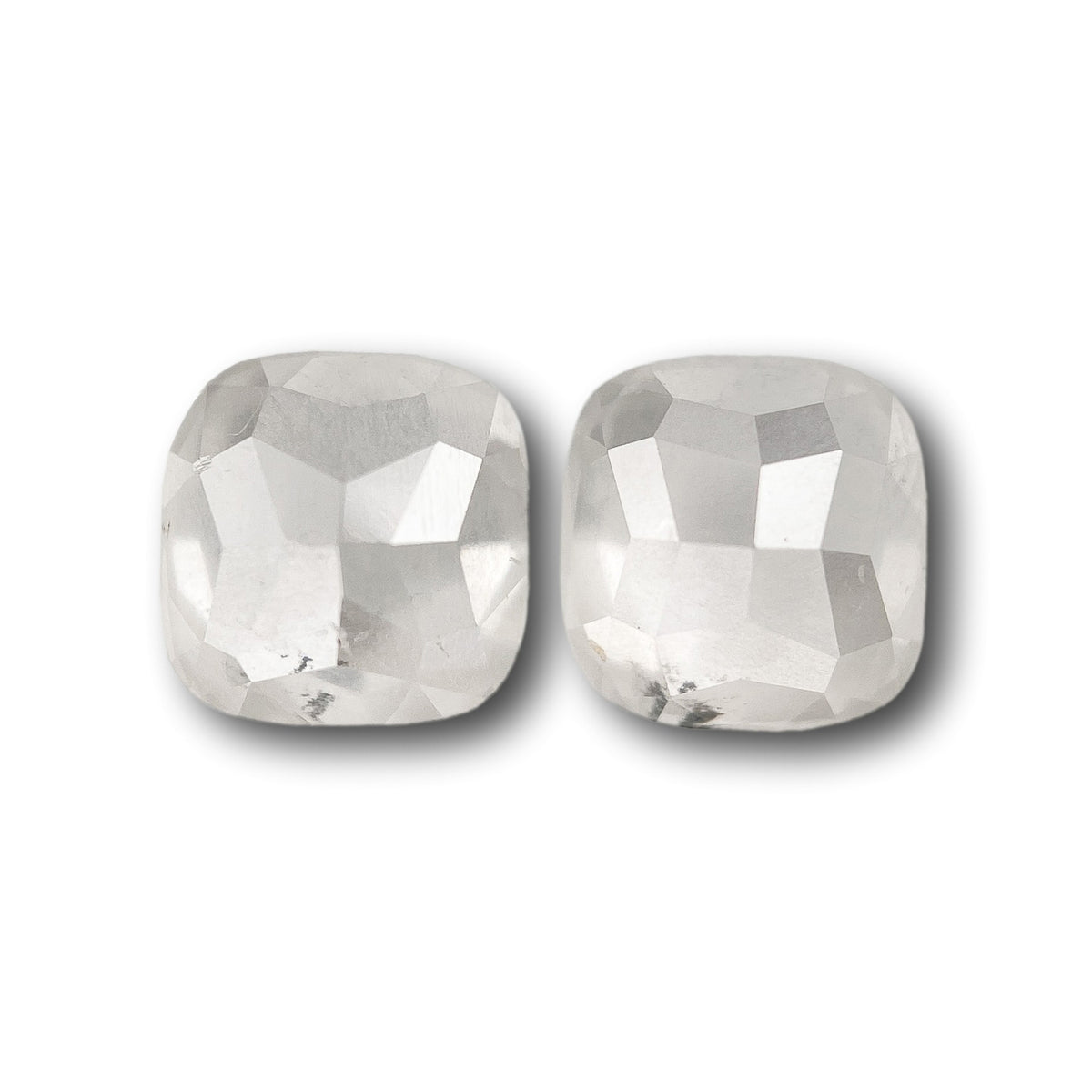 1.89cttw | Salt & Pepper Cushion Shape Rose Cut Diamond Matched Pair