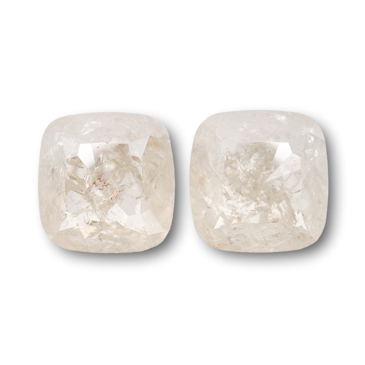 3.99cttw | Salt & Pepper Cushion Shape Rose Cut Diamond Matched Pair