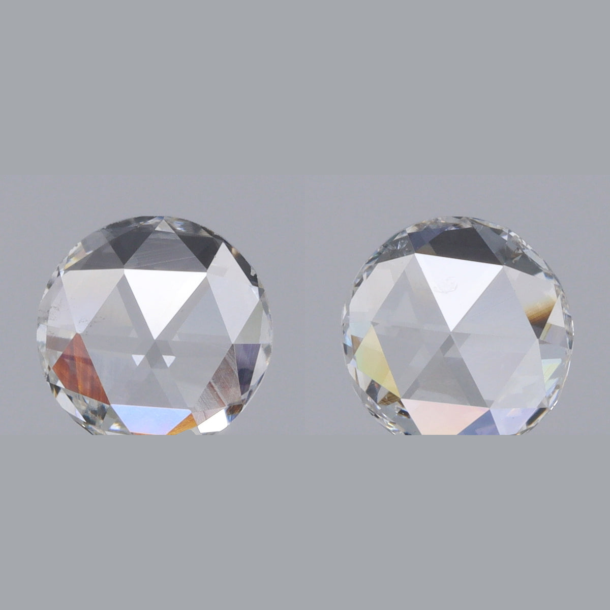 0.66cttw | G-H VS-SI Round Shape Rose Cut Diamond Matched Pair - Modern Rustic Diamond