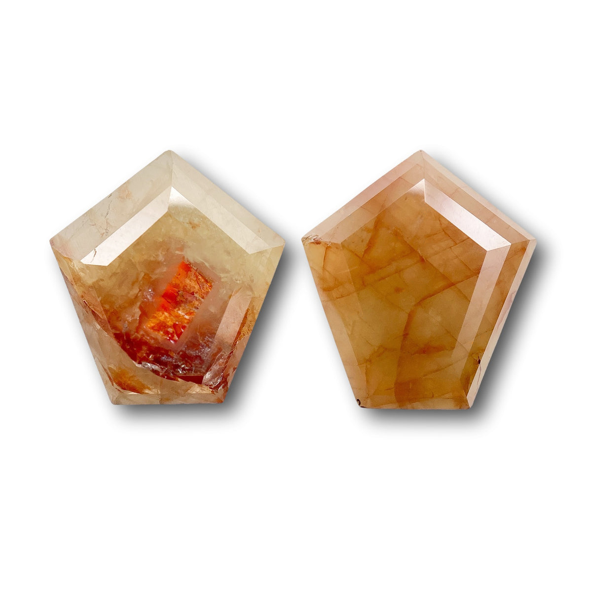 4.58cttw | Rustic  Shield Shape Rose Cut Diamond Matched Pair - Modern Rustic Diamond