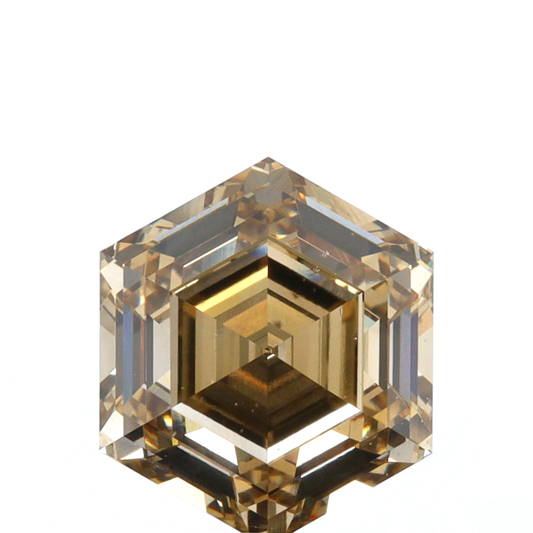 3.26ct | Champagne SI1 Hexagon Shape Step Cut Diamond (GIA) - Modern Rustic Diamond