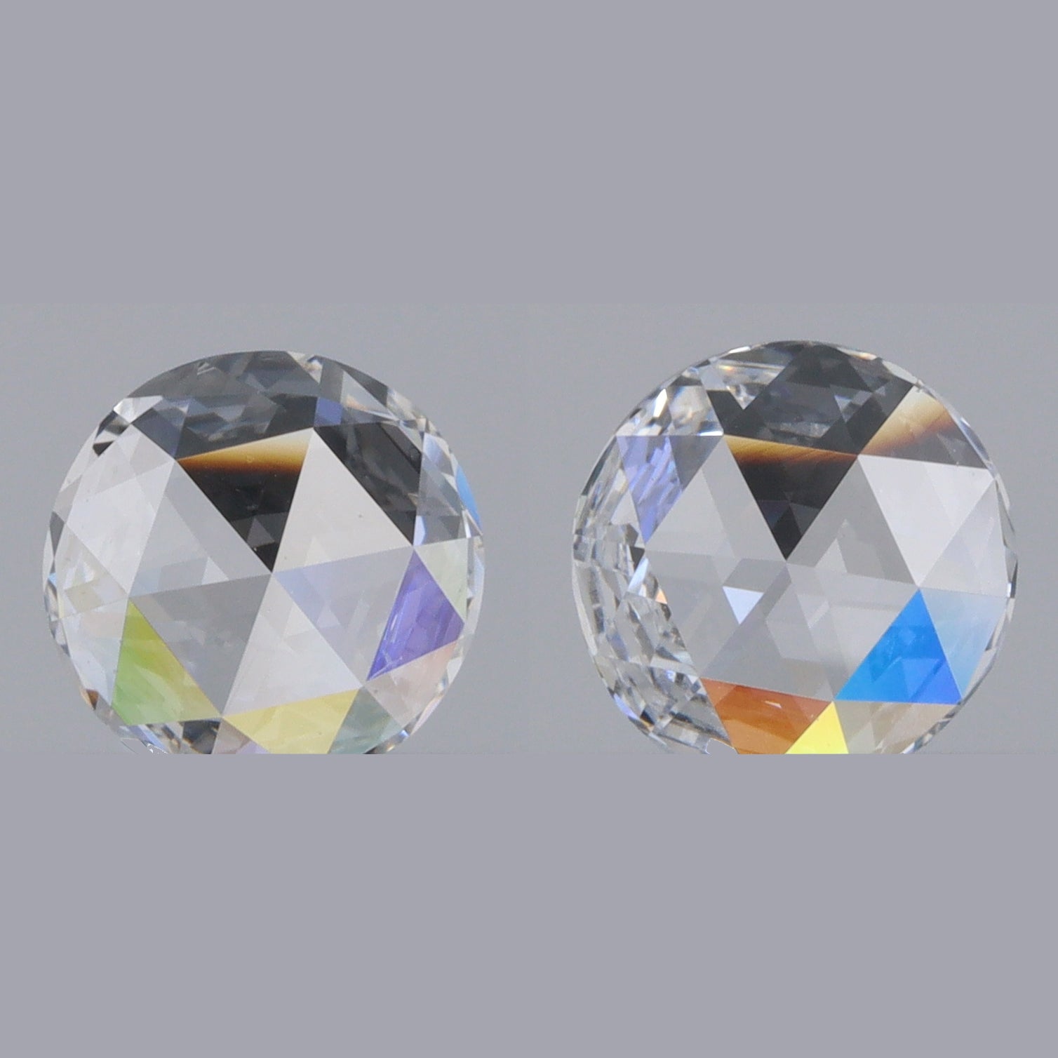 0.48cttw | D VVS Round Shape Rose Cut Diamond Matched Pair - Modern Rustic Diamond