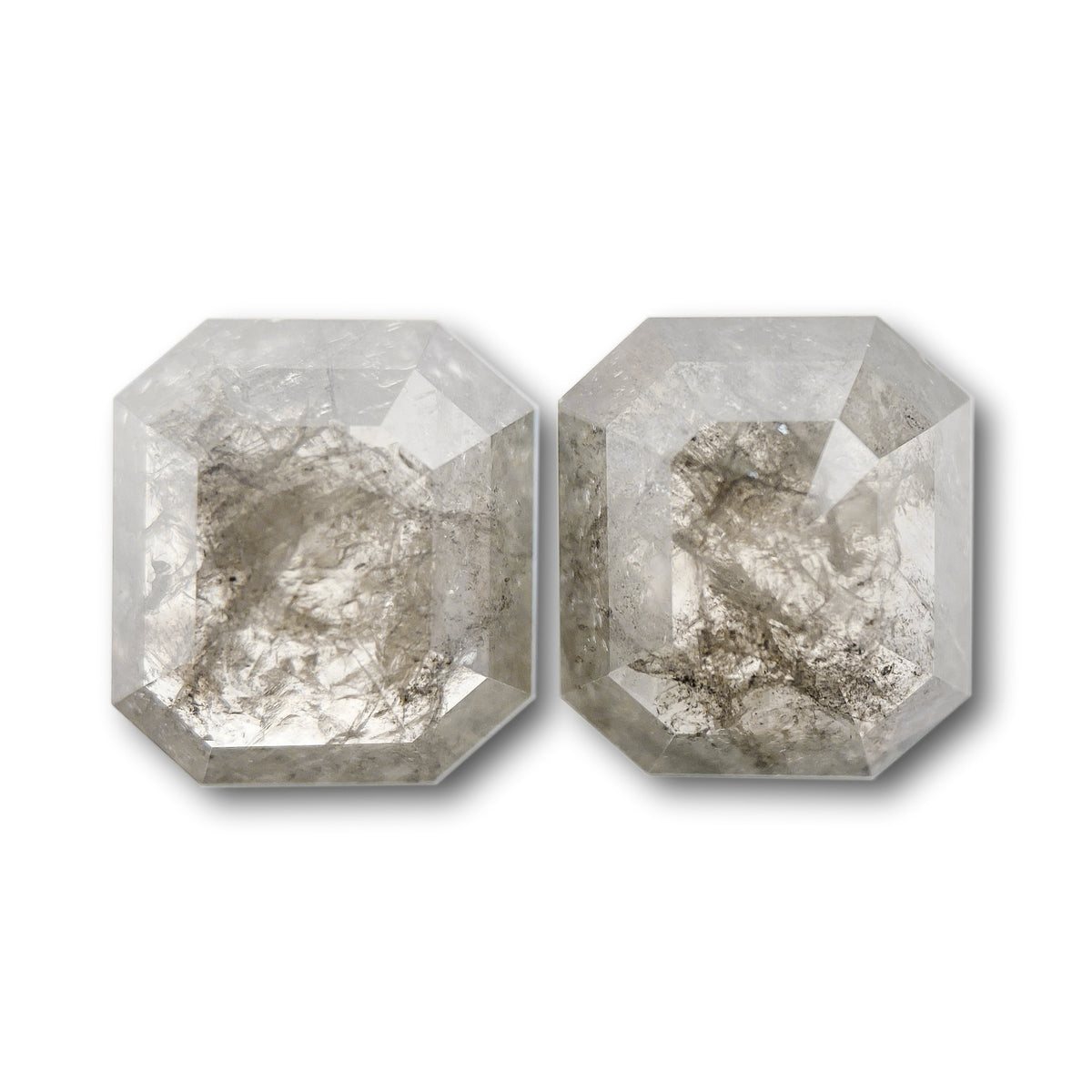5.17cttw | Salt & Pepper Octagonal Shape Rose Cut Diamond Matched Pair