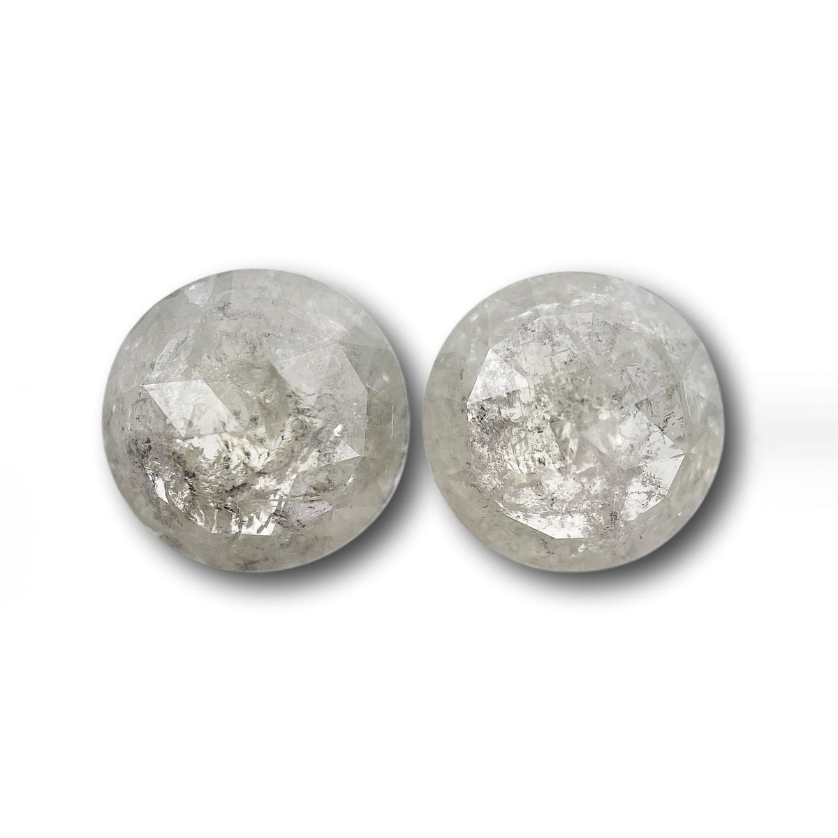 1.65cttw | Salt & Pepper Round Shape Rose Cut Diamond Matched Pair