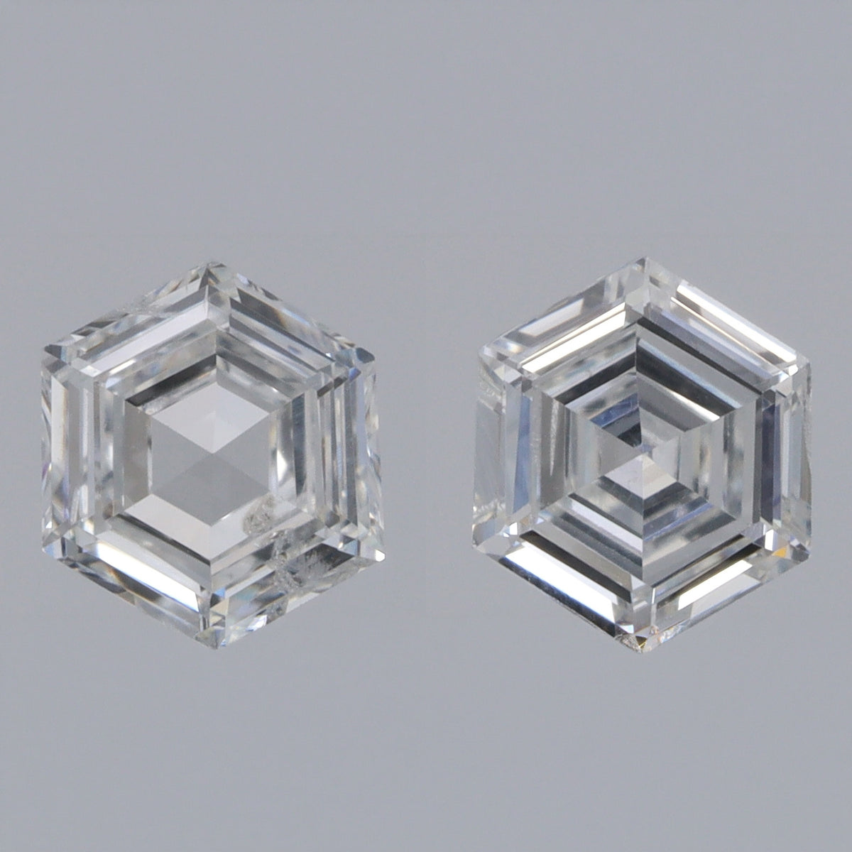 0.48cttw | E-F VS-SI Hexagon Shape Step Cut Diamond Matched Pair - Modern Rustic Diamond