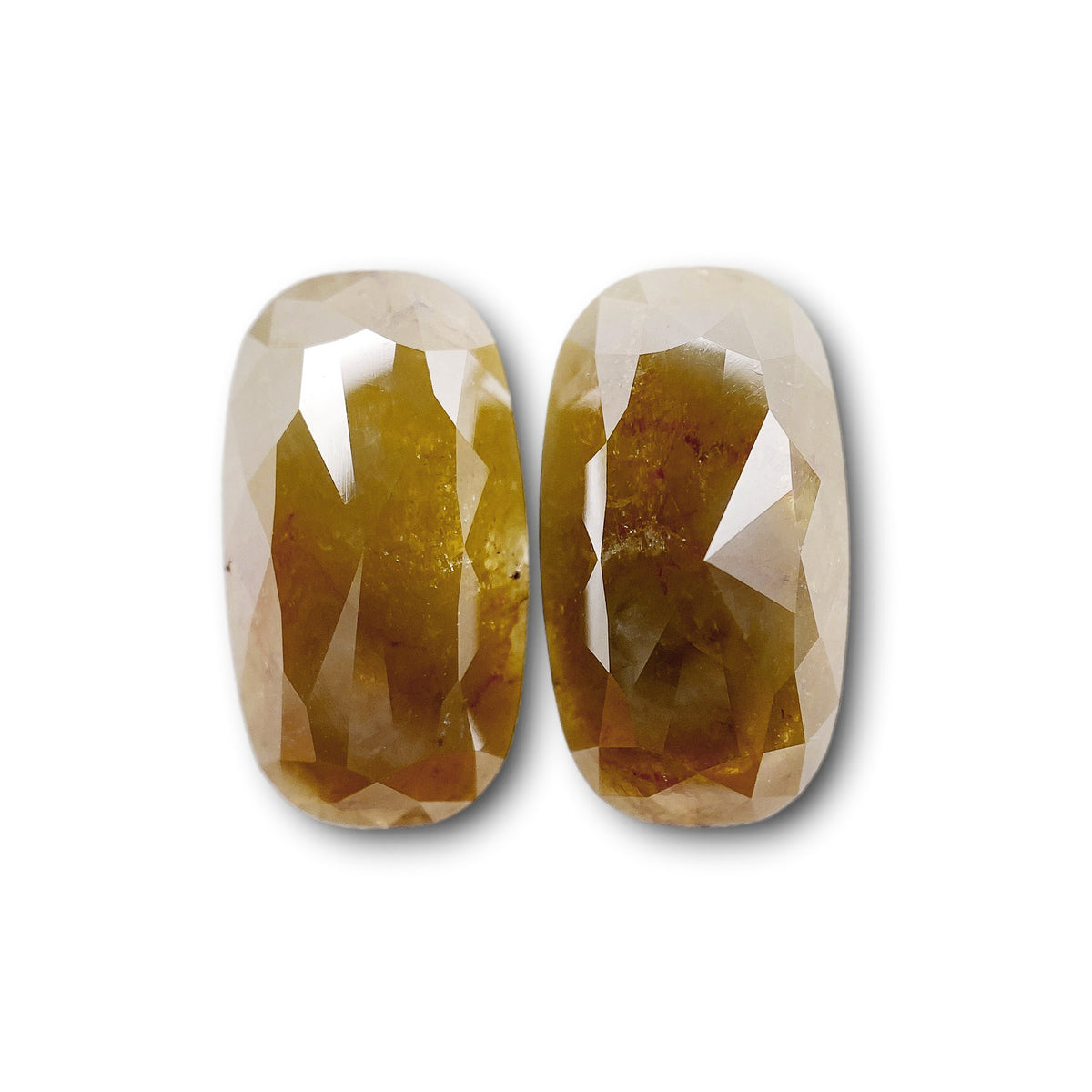 6.31cttw | Rustic  Oval Shape Rose Cut Diamond Matched Pair - Modern Rustic Diamond