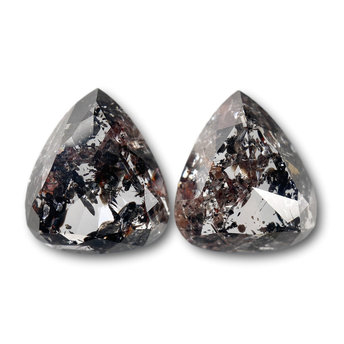 9.46cttw | Salt & Pepper Pear Shape Rose Cut Diamond Matched Pair