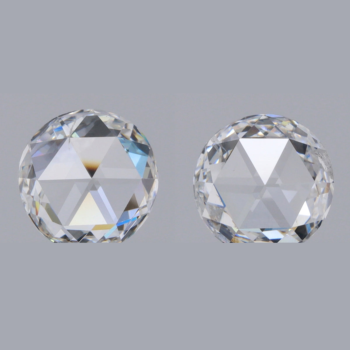0.85cttw | E-F SI Round Shape Rose Cut Diamond Matched Pair - Modern Rustic Diamond