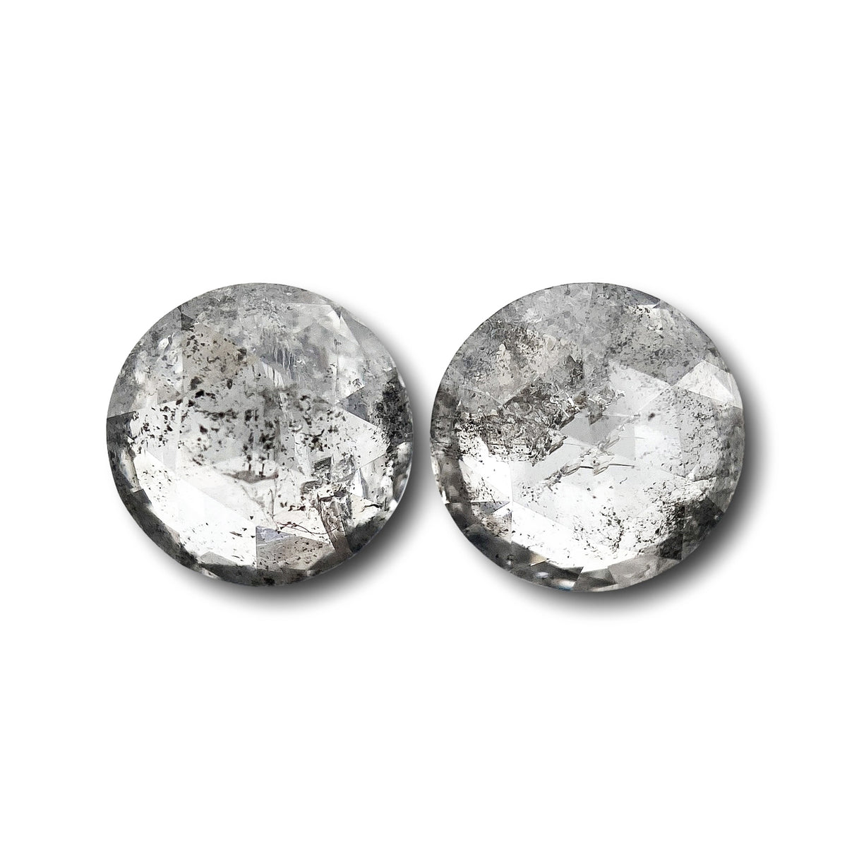 1.44cttw | Salt & Pepper Round Shape Rose Cut Diamond Matched Pair