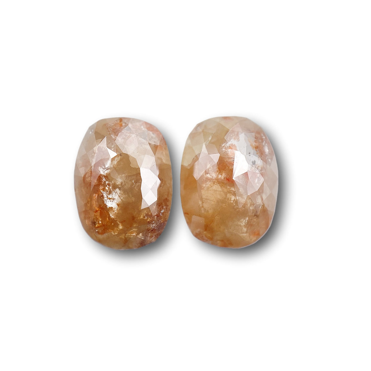 3.90cttw | Salt & Pepper Cushion Shape Rose Cut Diamond Matched Pair - Modern Rustic Diamond