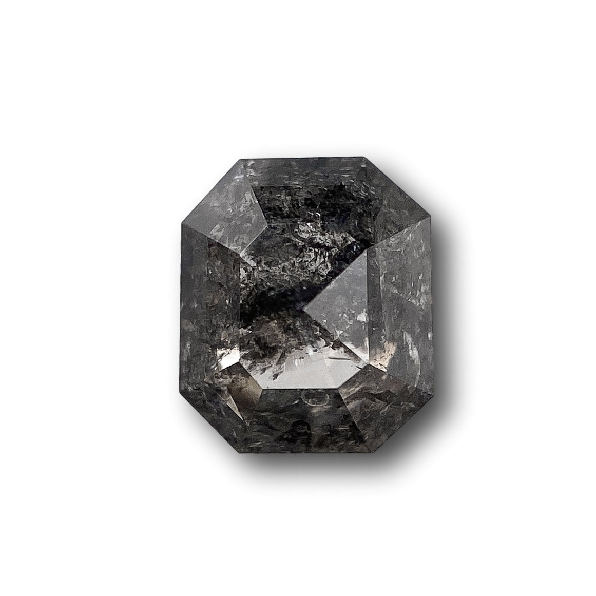 0.79ct | Salt & Pepper Emerald Shape Step Cut Diamond - Modern Rustic Diamond