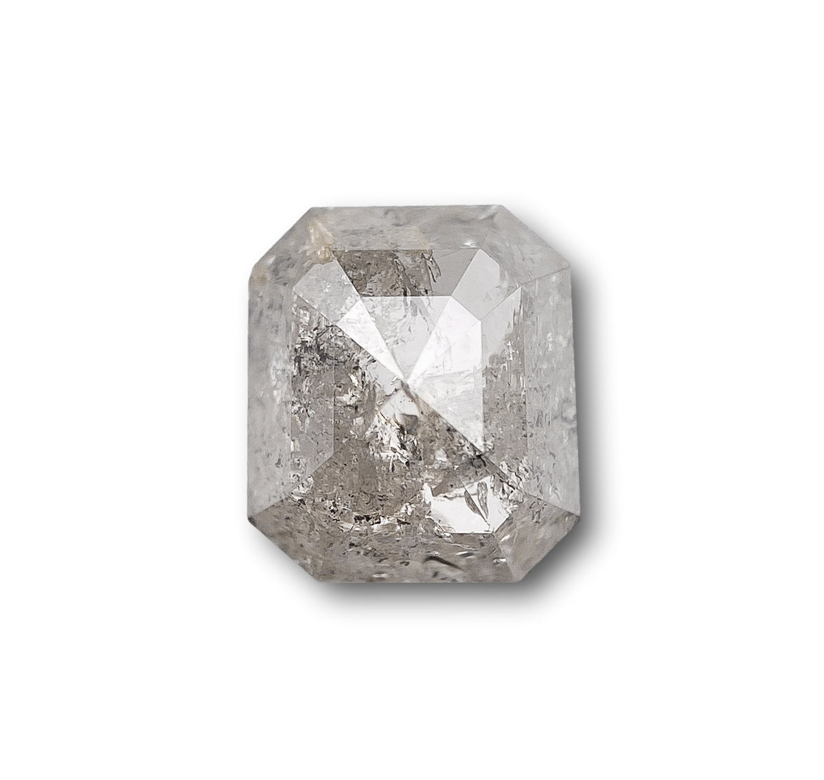 0.99ct | Salt & Pepper Emerald Shape Rose Cut Diamond - Modern Rustic Diamond