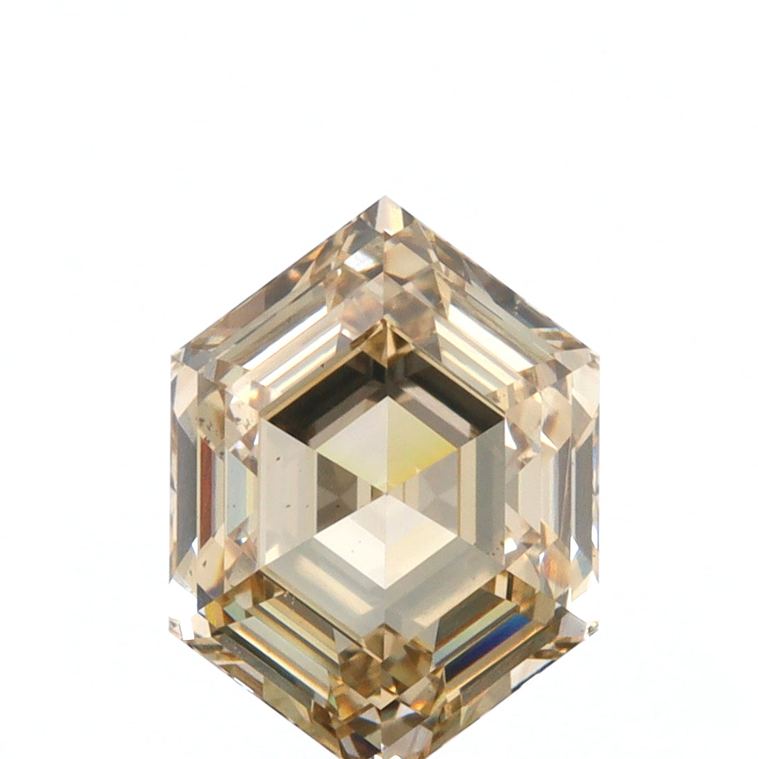 3.03ct | Champagne VS2 Hexagon Shape Step Cut Diamond (GIA) - Modern Rustic Diamond