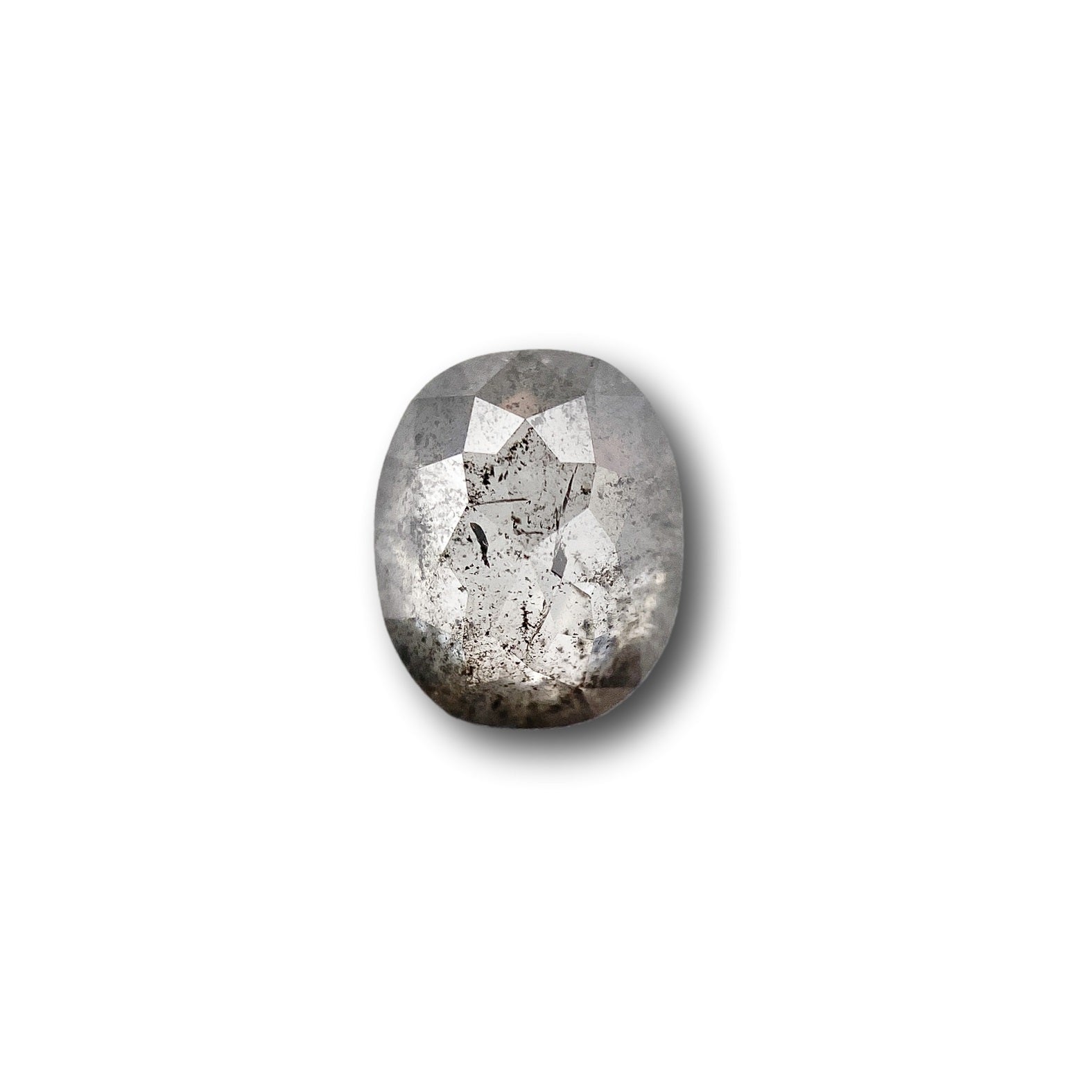0.77ct | Salt & Pepper Oval Shape Rose Cut Diamond - Modern Rustic Diamond