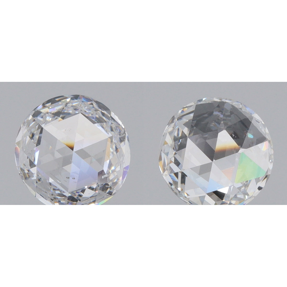0.91cttw | F-G VS-SI Round Shape Rose Cut Diamond Matched Pair - Modern Rustic Diamond