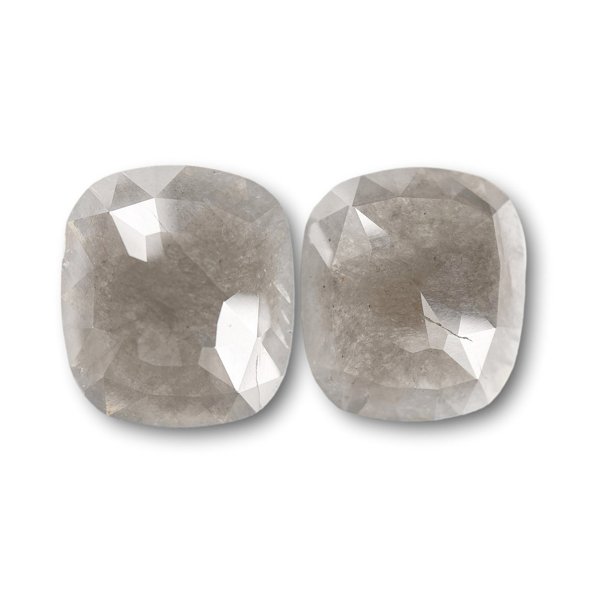 10.70cttw | Salt & Pepper Cushion Shape Rose Cut Diamond Matched Pair