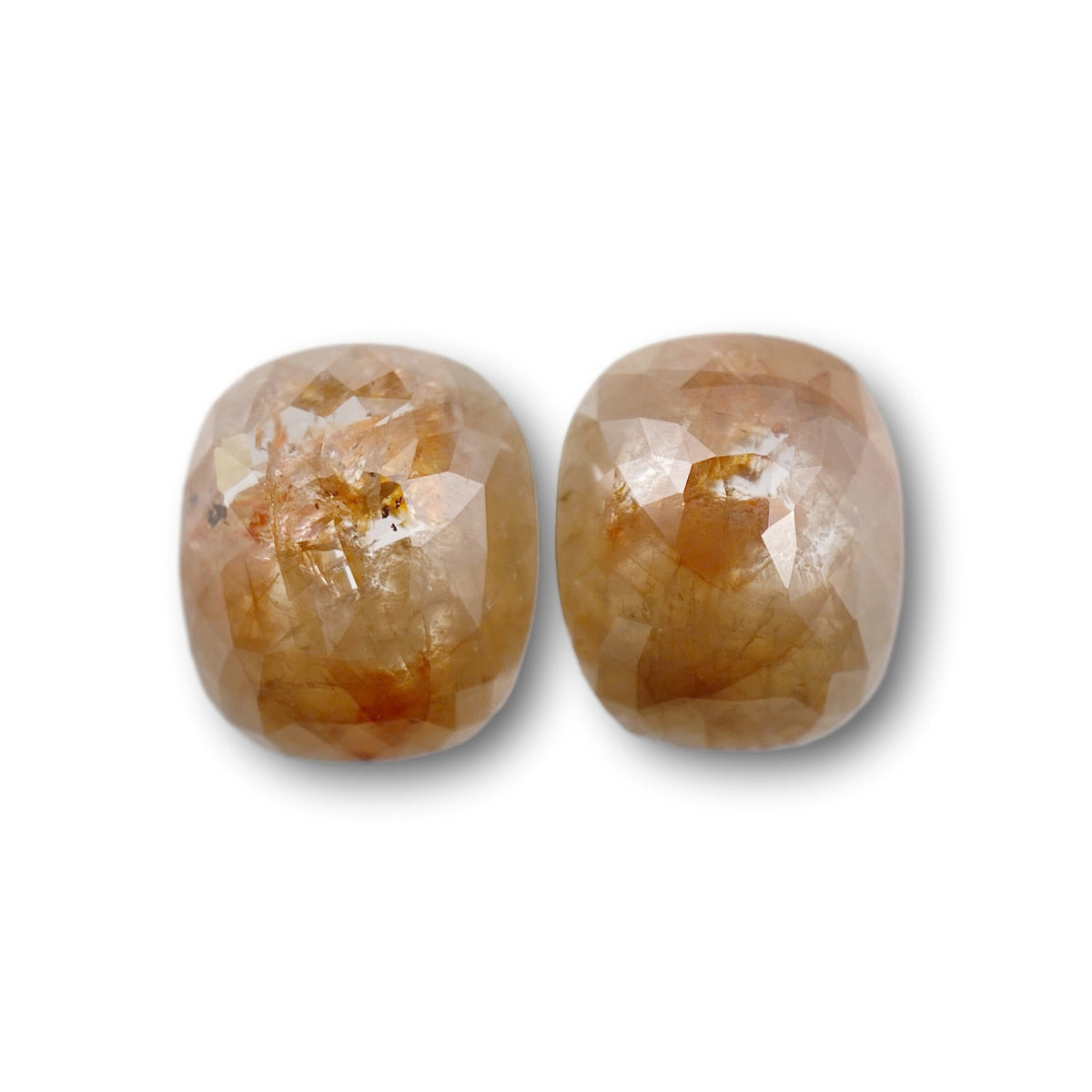 4.40cttw | Rustic Whitish Red Cushion Shape Rose Cut Diamond Matched Pair