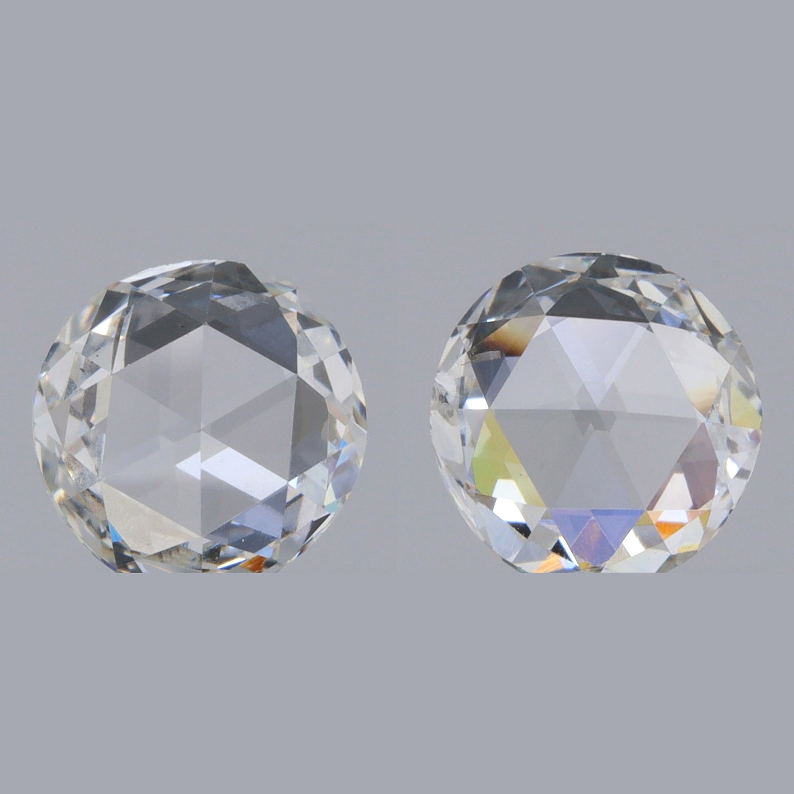 0.99cttw | H-I SI Round Shape Rose Cut Diamond Matched Pair - Modern Rustic Diamond