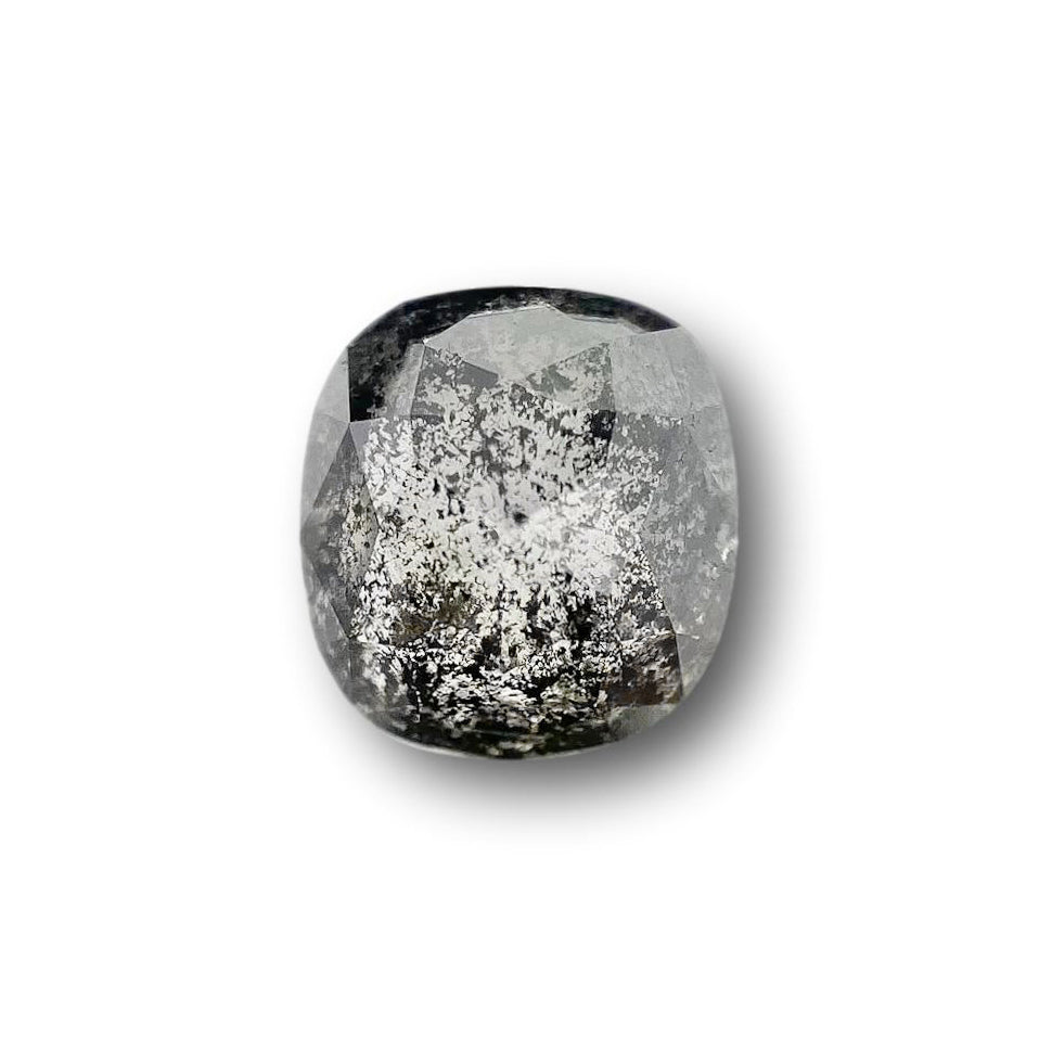 1.40ct | Salt & Pepper Cushion Shape Rose Cut Diamond
