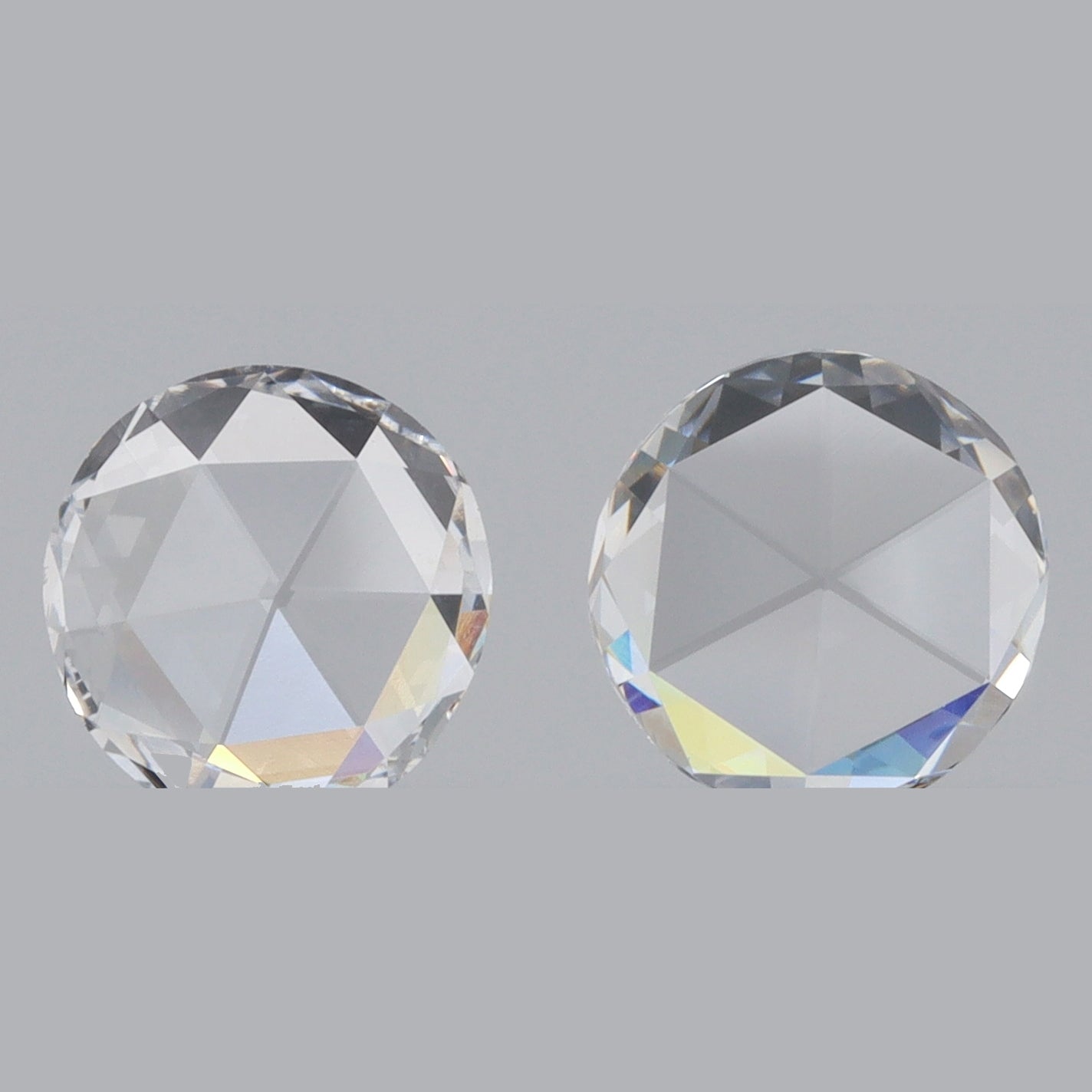 0.75cttw | F-G VVS Round Shape Rose Cut Diamond Matched Pair - Modern Rustic Diamond