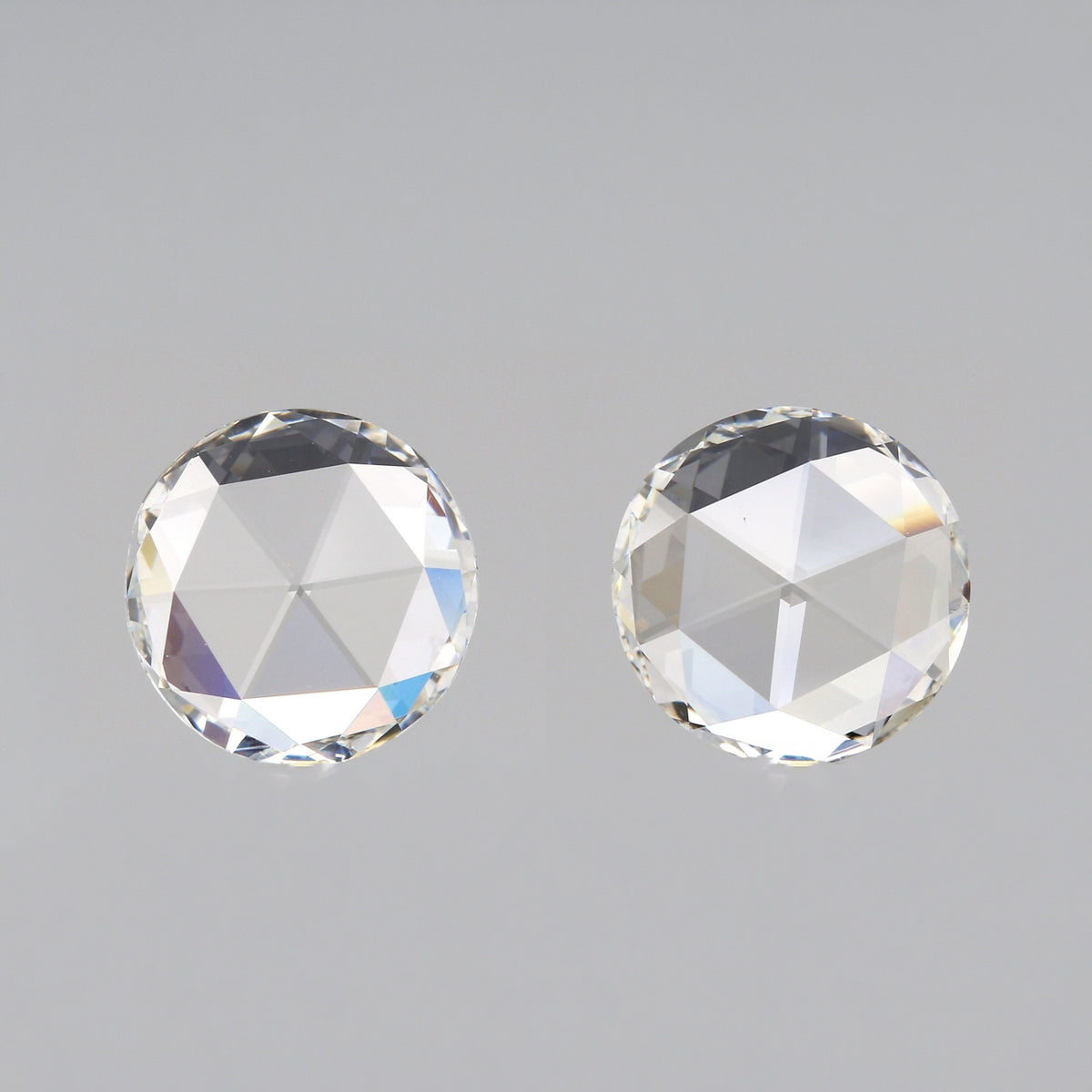 2.05cttw | F-G VVS Round Shape Rose Cut Diamond Matched Pair - Modern Rustic Diamond