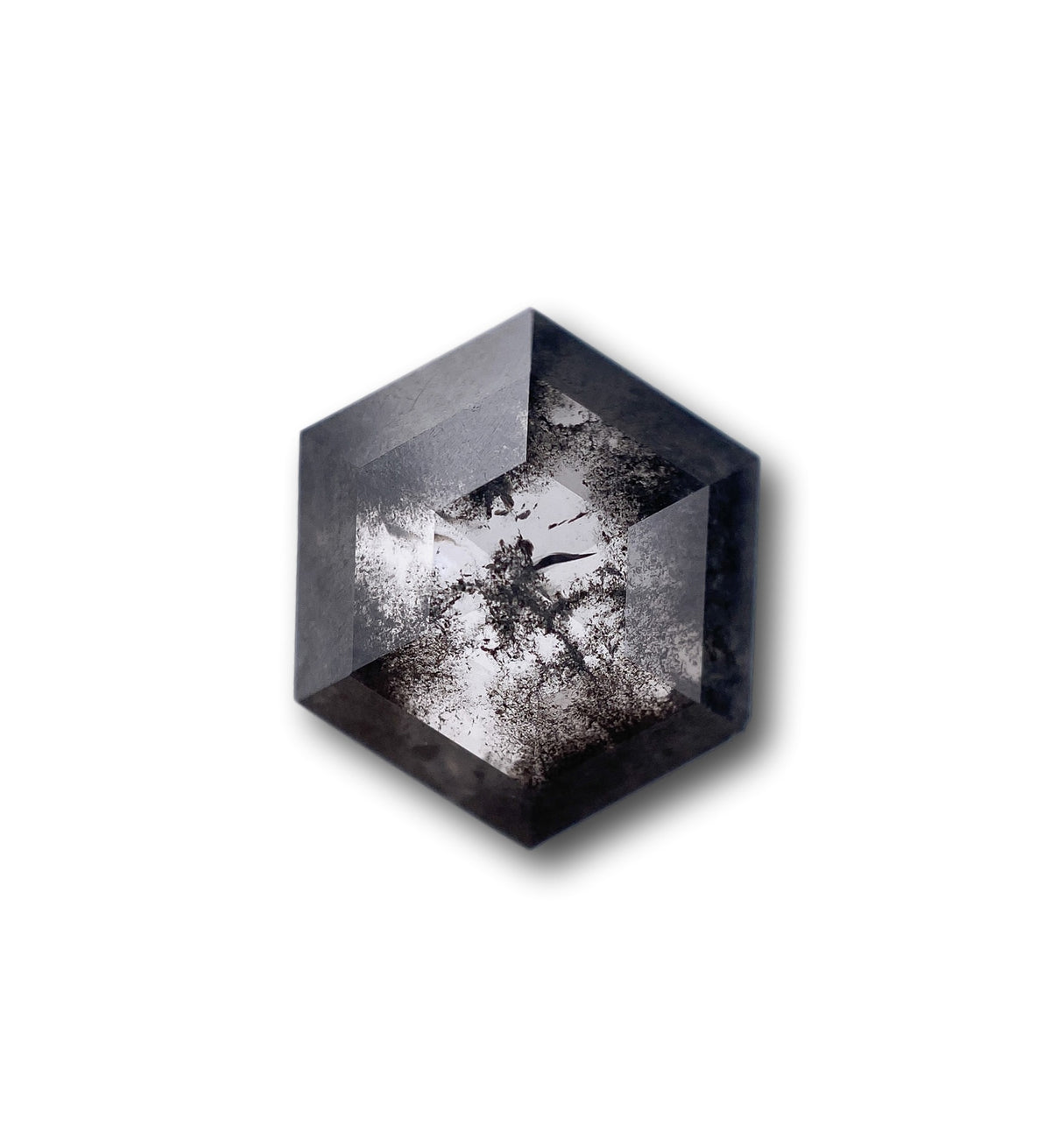 3.98ct | Salt & Pepper Hexagon Shape Rose Cut Diamond