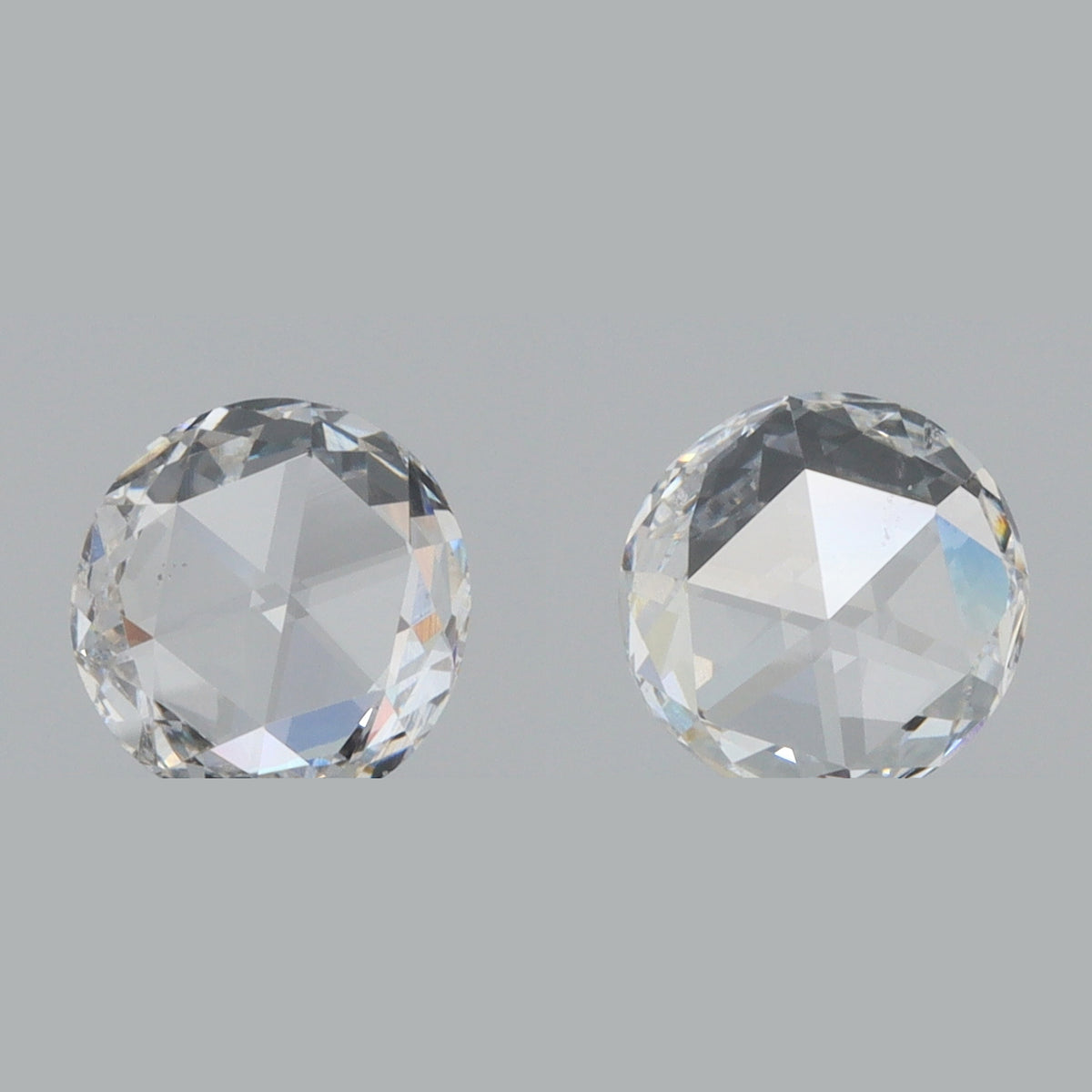 0.66cttw | G-H VS-SI Round Shape Rose Cut Diamond Matched Pair - Modern Rustic Diamond