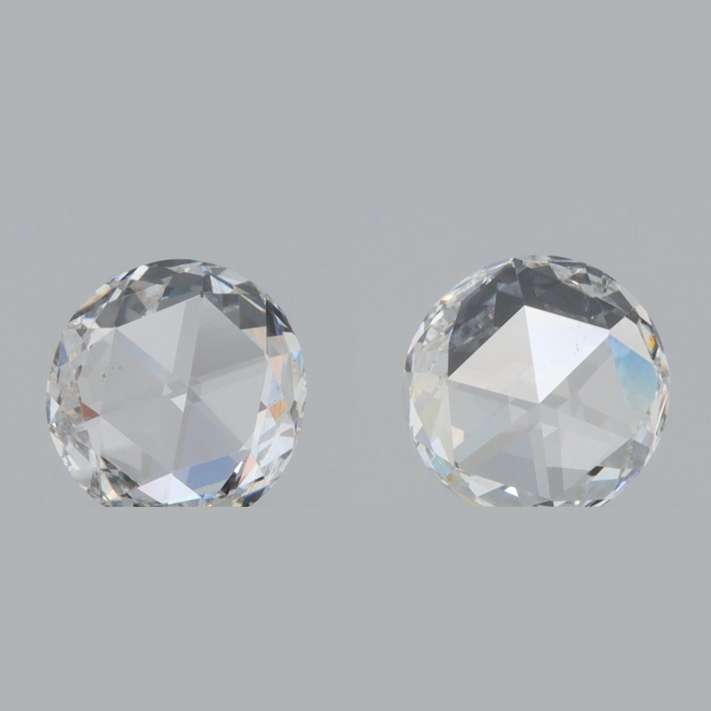 0.66cttw | G-H VS-SI Round Shape Rose Cut Diamond Matched Pair - Modern Rustic Diamond