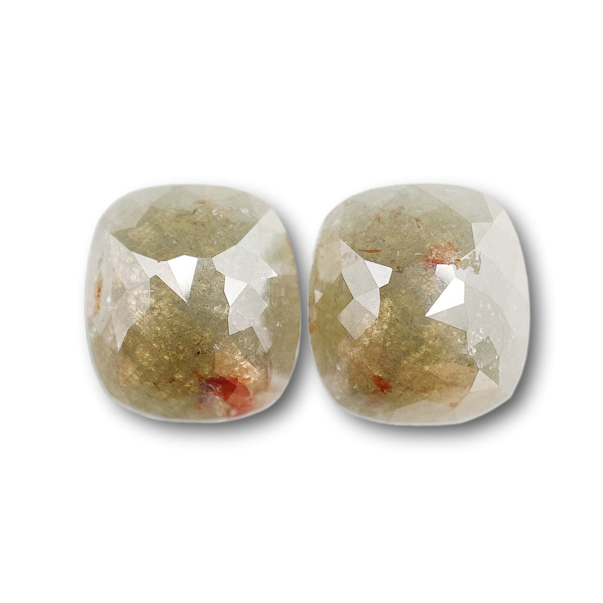 2.93cttw | Salt & Pepper Cushion Shape Rose Cut Diamond Matched Pair