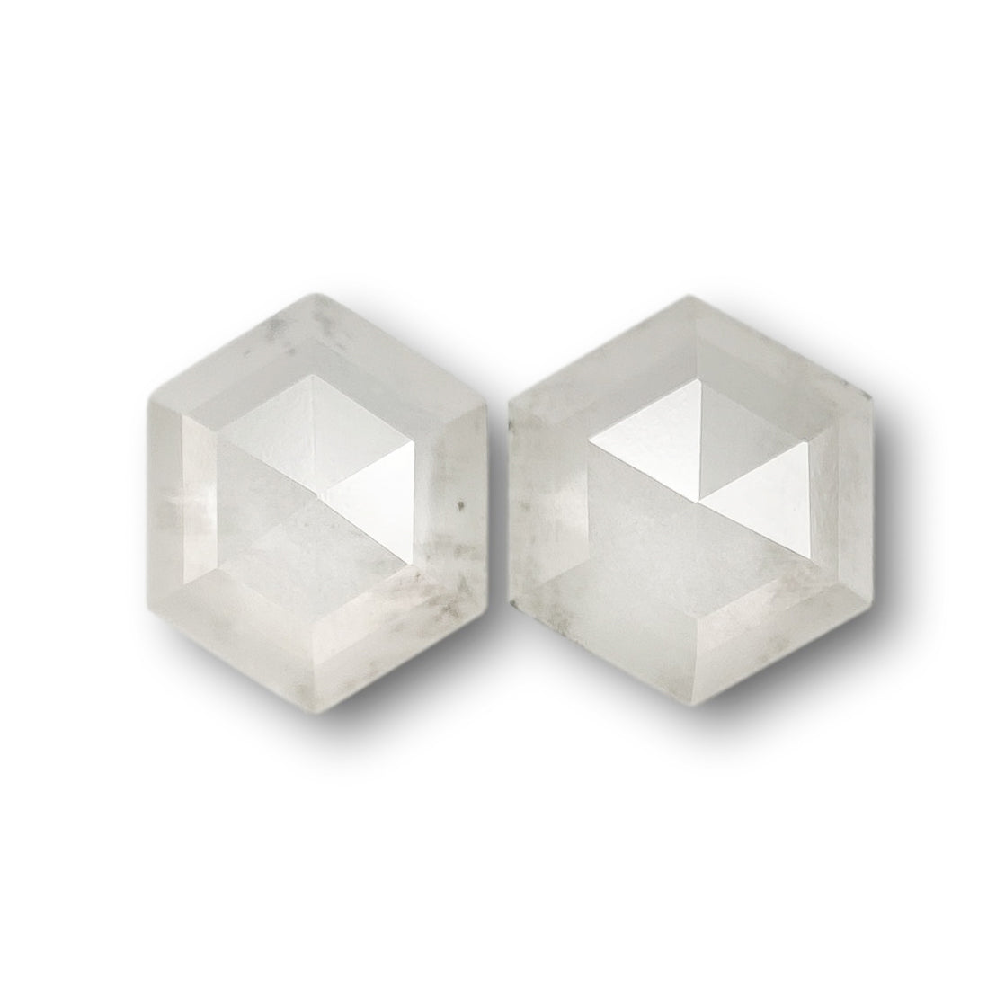 1.92cttw | Salt & Pepper Hexagon Shape Rose Cut Diamond Matched Pair