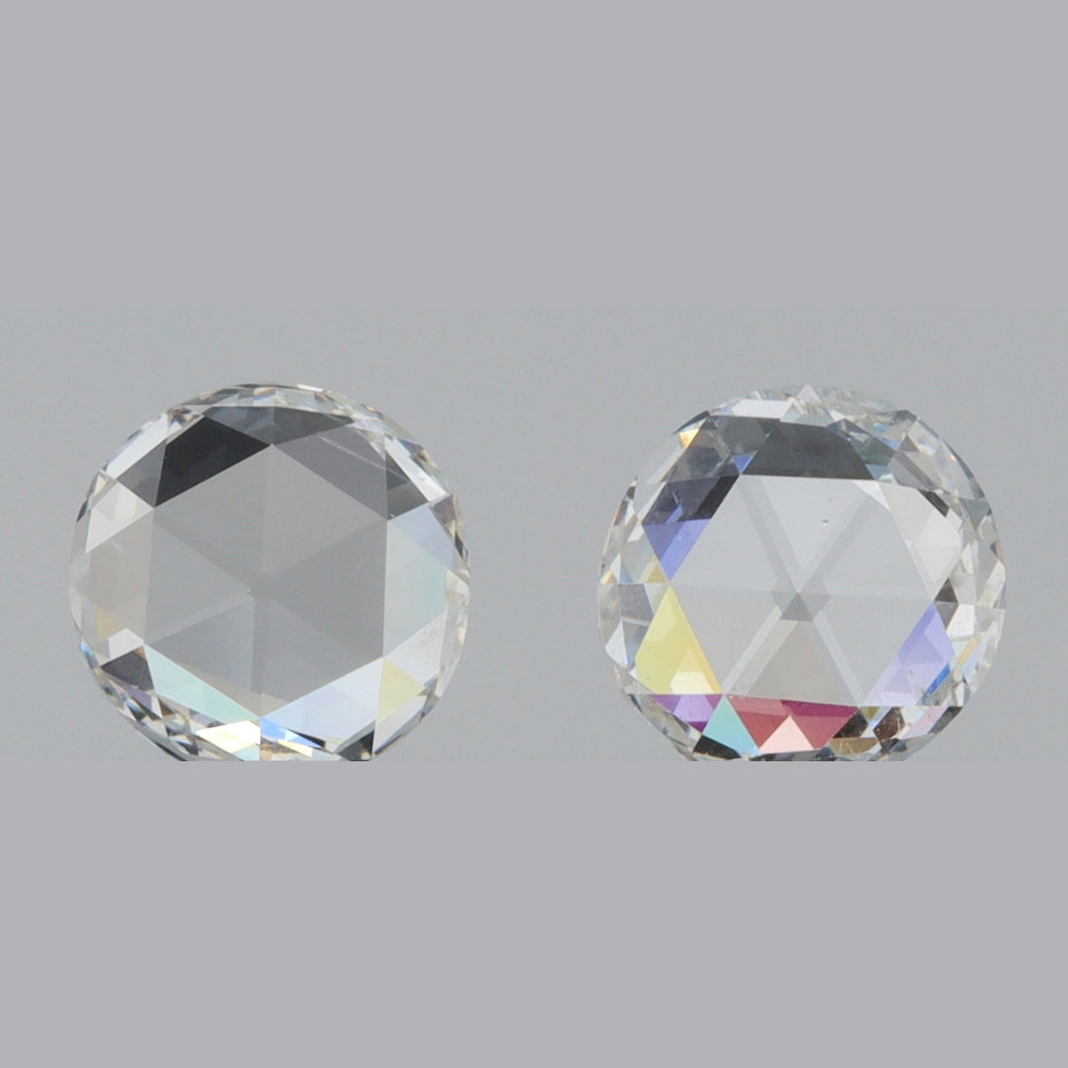 0.90cttw | F-G VS-SI Round Shape Rose Cut Diamond Matched Pair - Modern Rustic Diamond