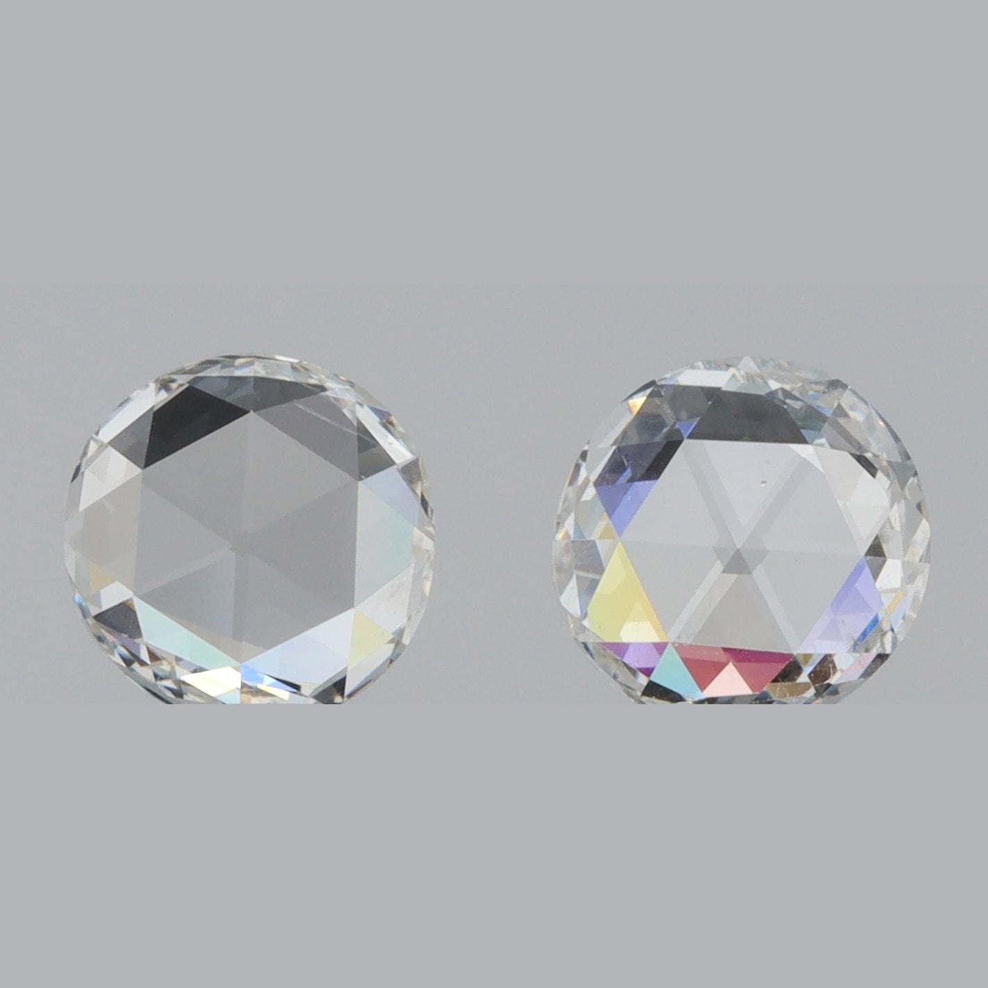 0.90cttw | F-G VS-SI Round Shape Rose Cut Diamond Matched Pair - Modern Rustic Diamond
