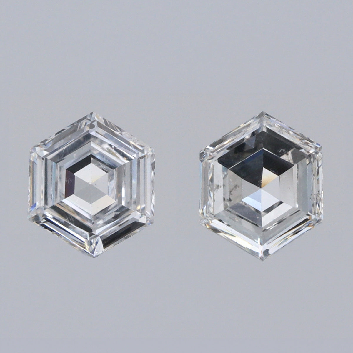 0.43cttw | E-F VVS Hexagon Shape Step Cut Diamond Matched Pair - Modern Rustic Diamond