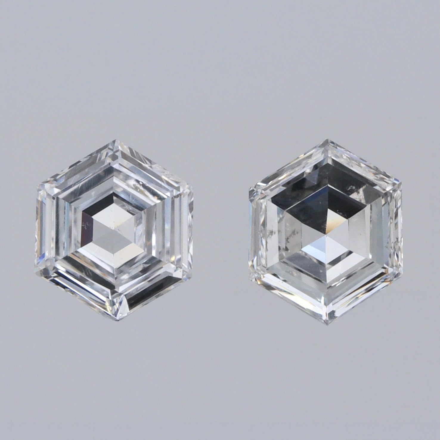0.43cttw | E-F VVS Hexagon Shape Step Cut Diamond Matched Pair - Modern Rustic Diamond