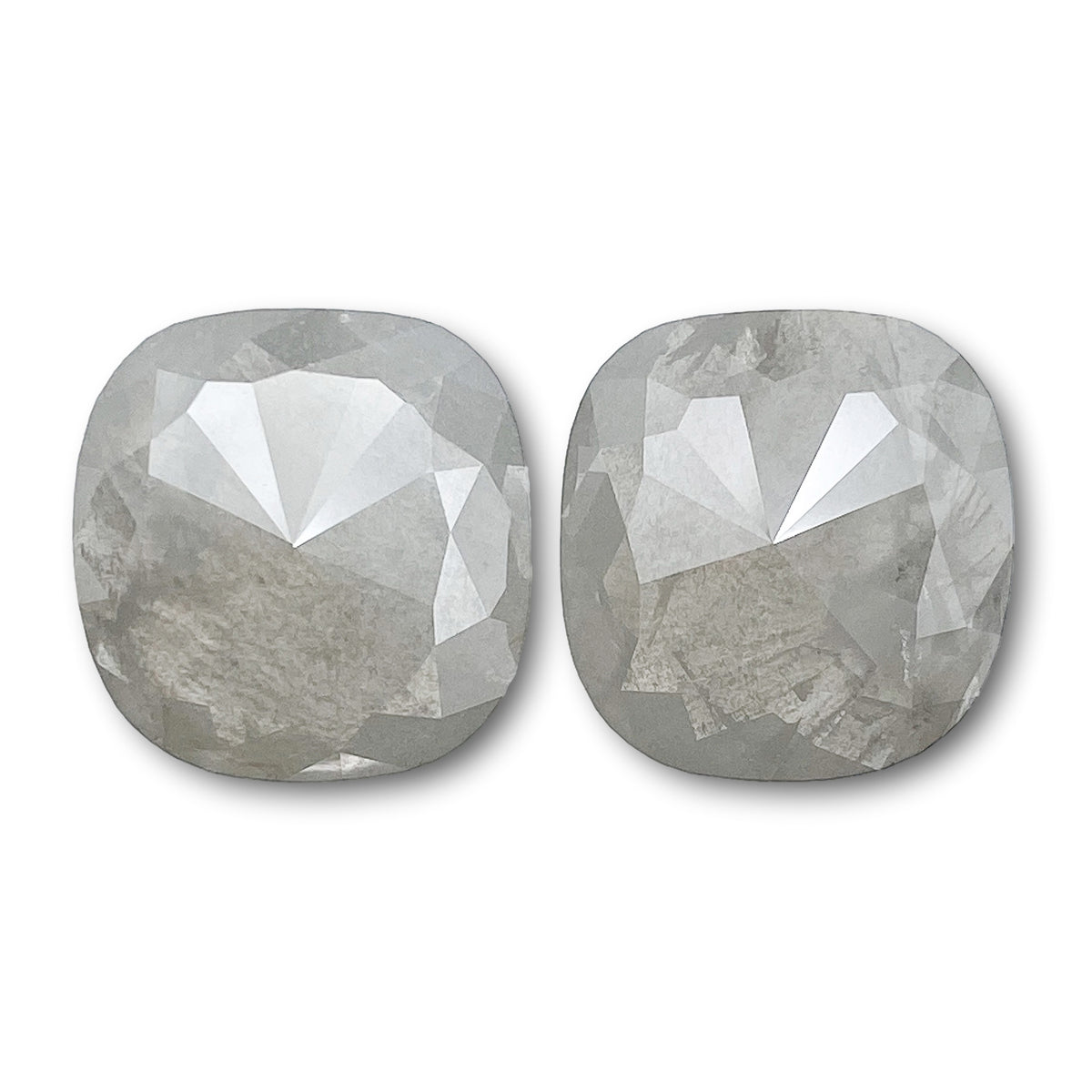 14.22cttw | Salt & Pepper Cushion Shape Rose Cut Diamond Matched Pair