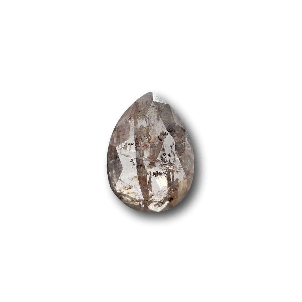 1.14ct | Salt & Pepper Pear Shape Rose Cut Diamond - Modern Rustic Diamond