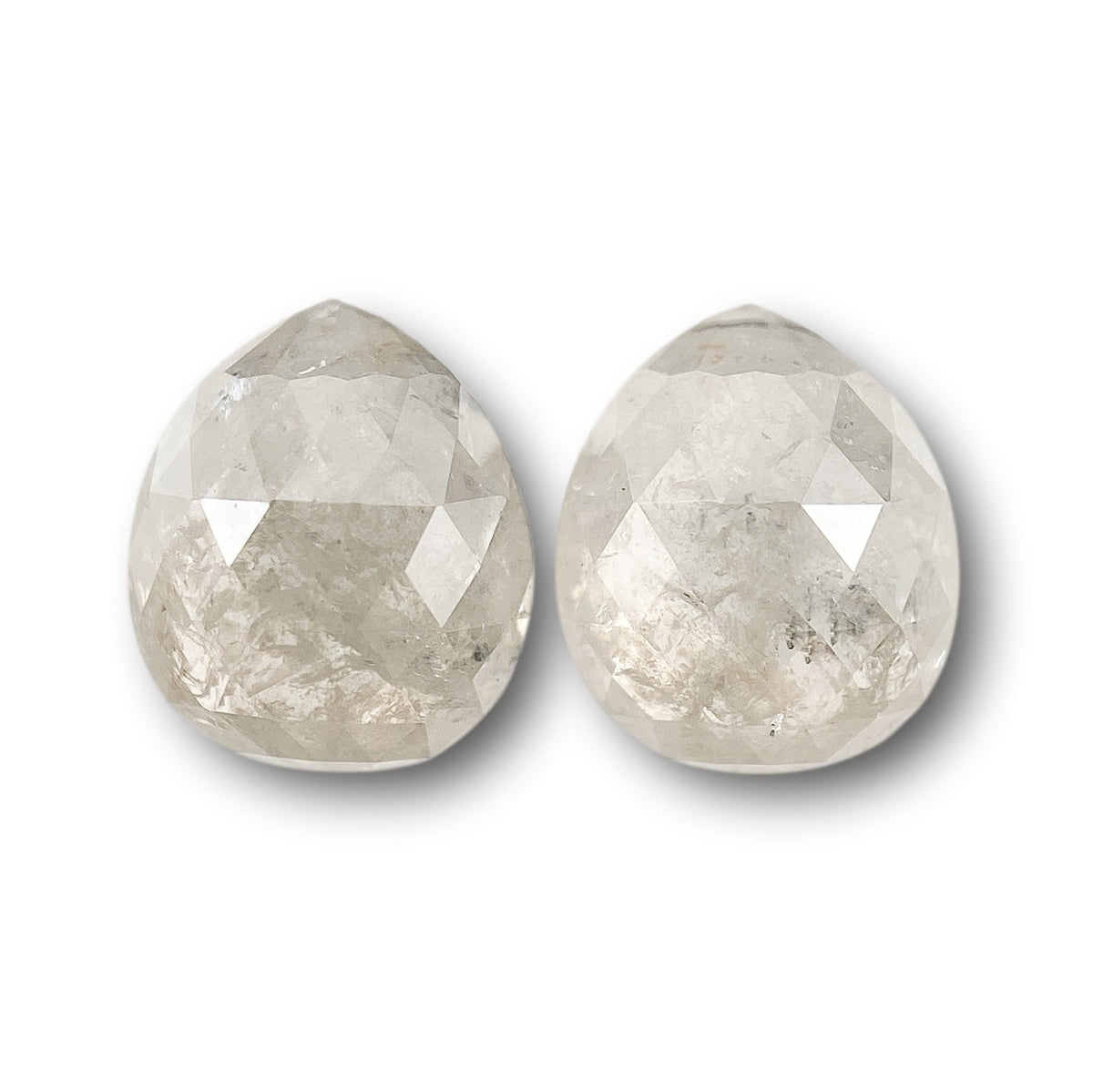 2.52cttw | Salt & Pepper Pear Shape Rose Cut Diamond Matched Pair