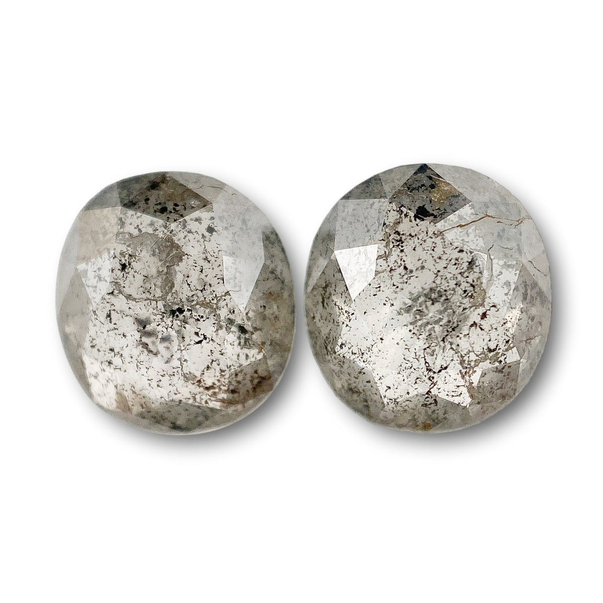 1.81cttw | Salt & Pepper Cushion Shape Rose Cut Diamond Matched Pair