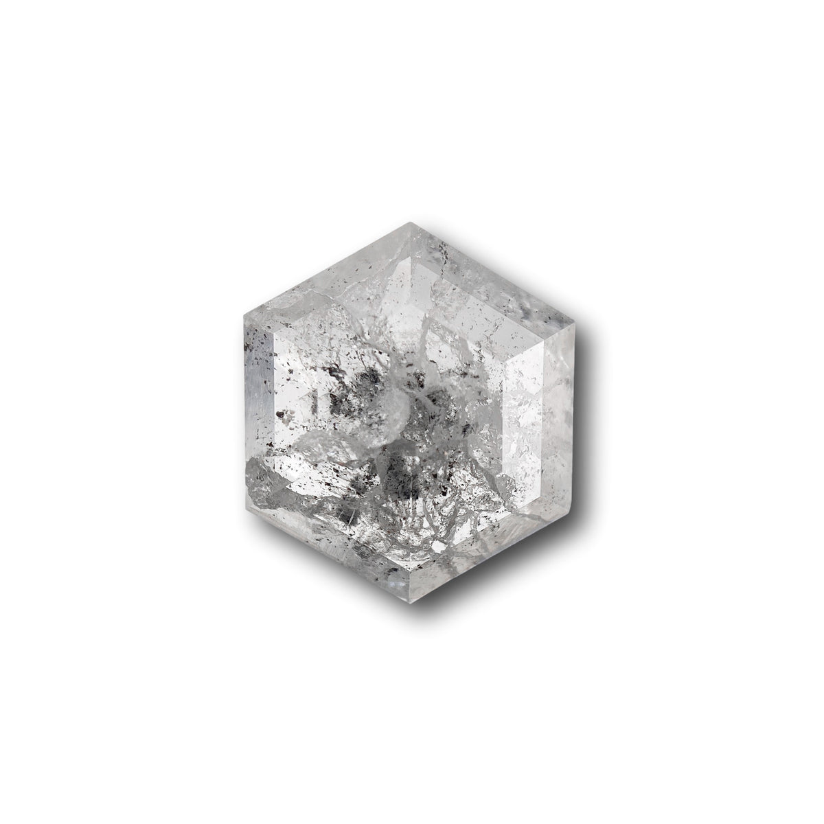 3.74ct | Salt & Pepper Hexagon Shape Rose Cut Diamond