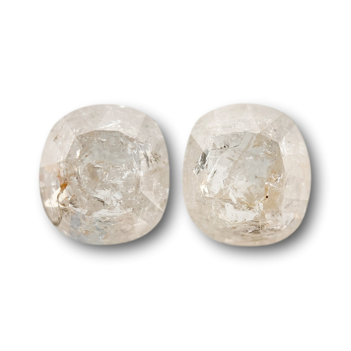 1.30cttw | Rustic Reddish Salt & Pepper Cushion Shape Rose Cut Diamond Matched Pair