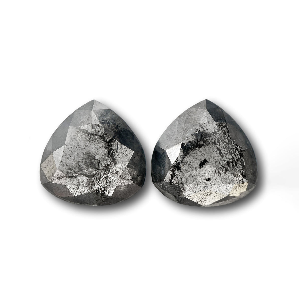 3.15cttw | Salt & Pepper Pear Shape Rose Cut Diamond Matched Pair