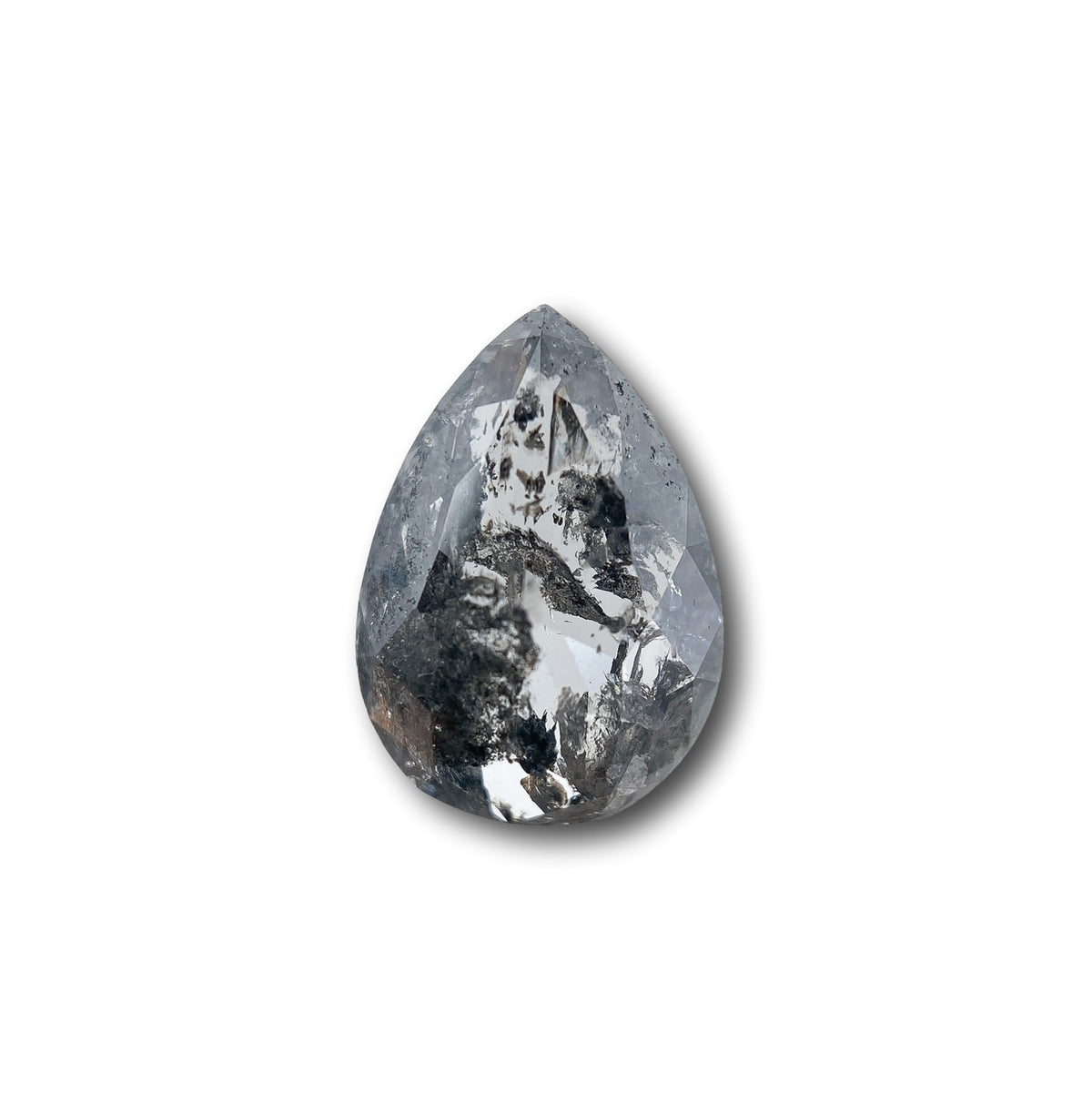 0.97ct | Salt & Pepper Pear Shape Rose Cut Diamond