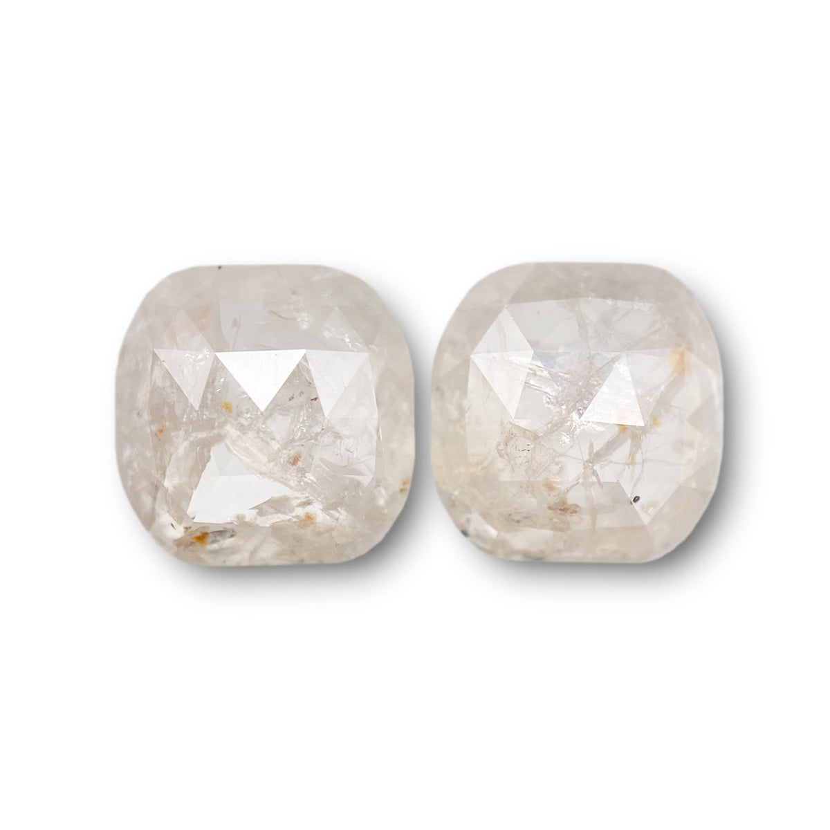 4.98cttw | Salt & Pepper Cushion Shape Rose Cut Diamond Matched Pair