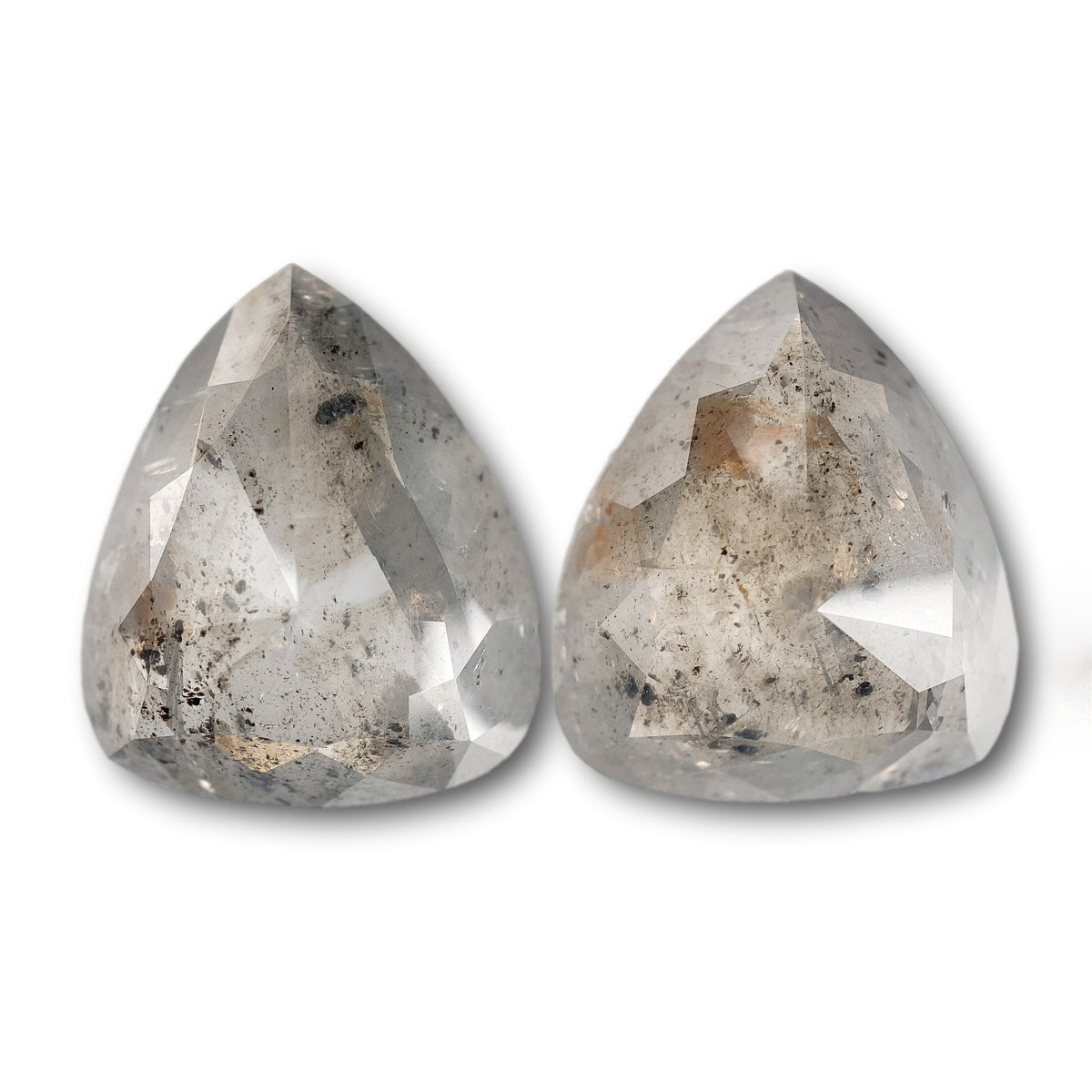 16.42cttw | Salt & Pepper Pear Shape Rose Cut Diamond Matched Pair