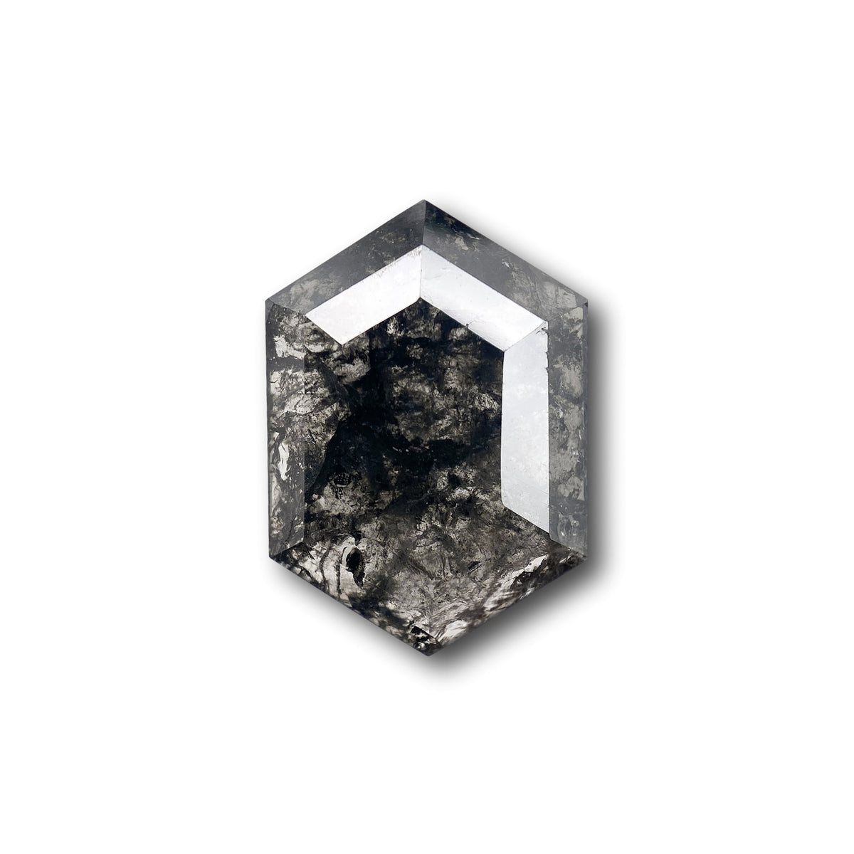 4.46ct | Salt & Pepper Hexagon Shape Rose Cut Diamond