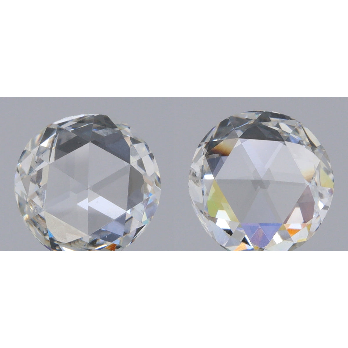 0.99cttw | H-I SI Round Shape Rose Cut Diamond Matched Pair - Modern Rustic Diamond