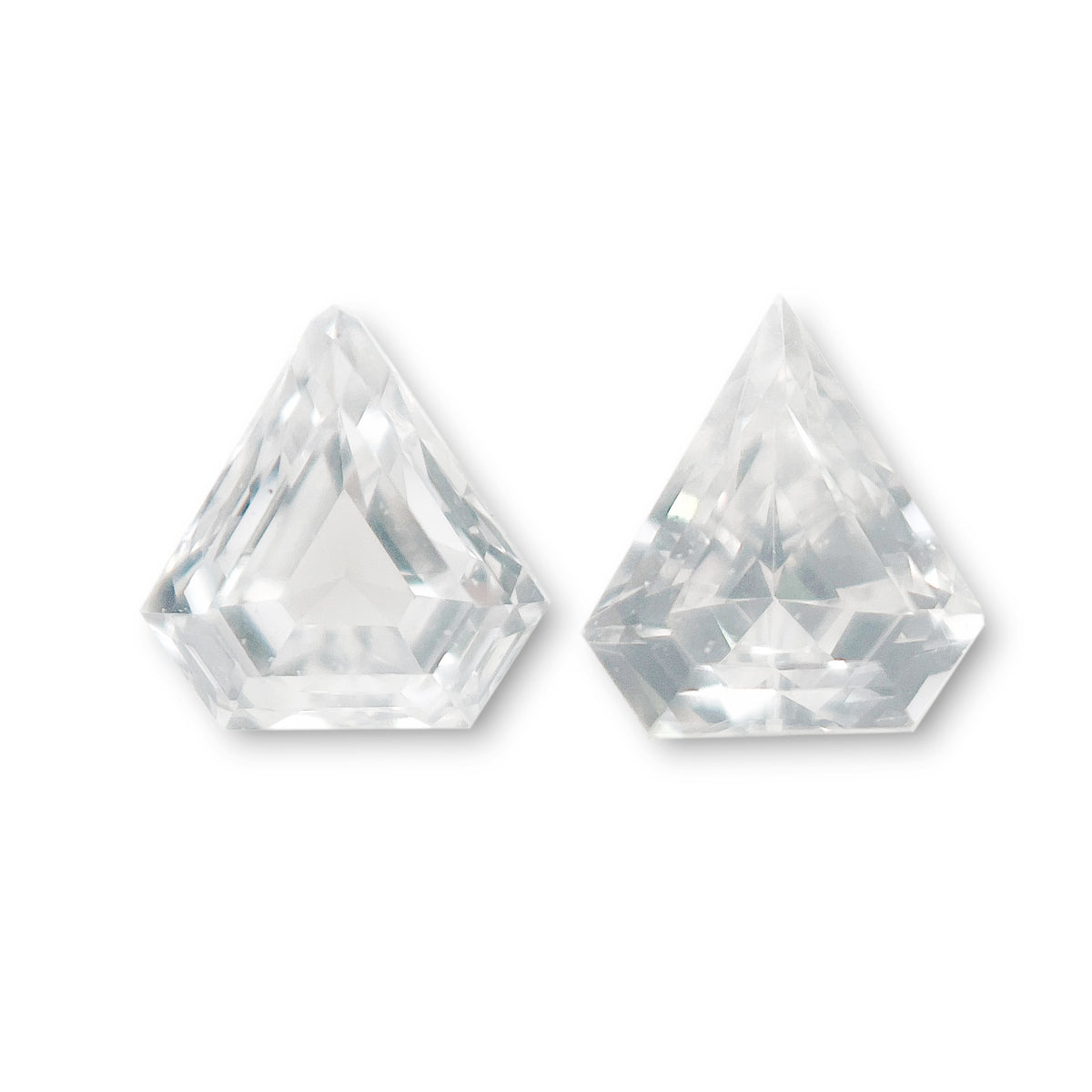 0.12cttw | E-F VVS Shield Shape Step Cut Diamond Matched Pair - Modern Rustic Diamond