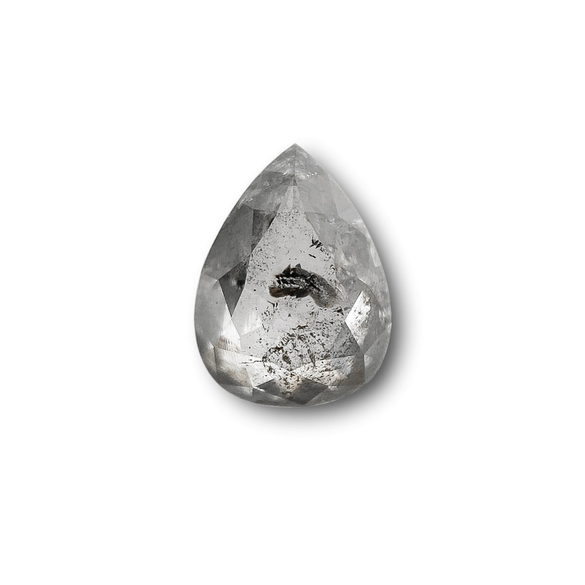 0.91ct | Salt & Pepper Pear Shape Rose Cut Diamond